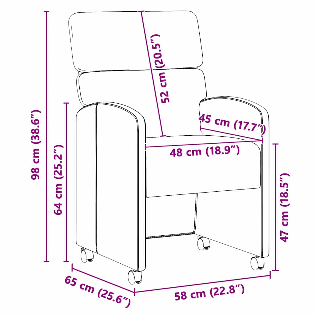 Blagovačke stolice s kotačima s kotačima 2 pcs boja crnog vina