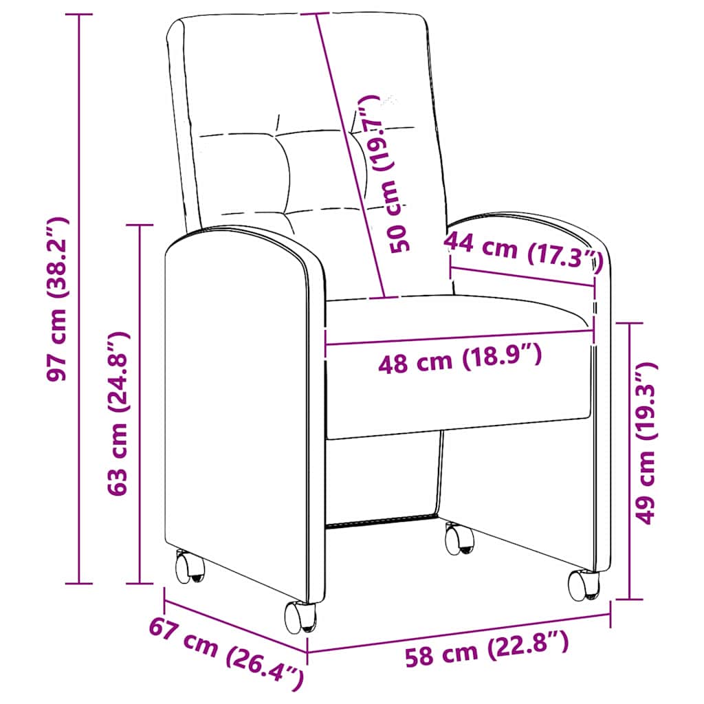 Blagovačke stolice s kotačima 2 pcs Siva 58 x 67 x 97 cm