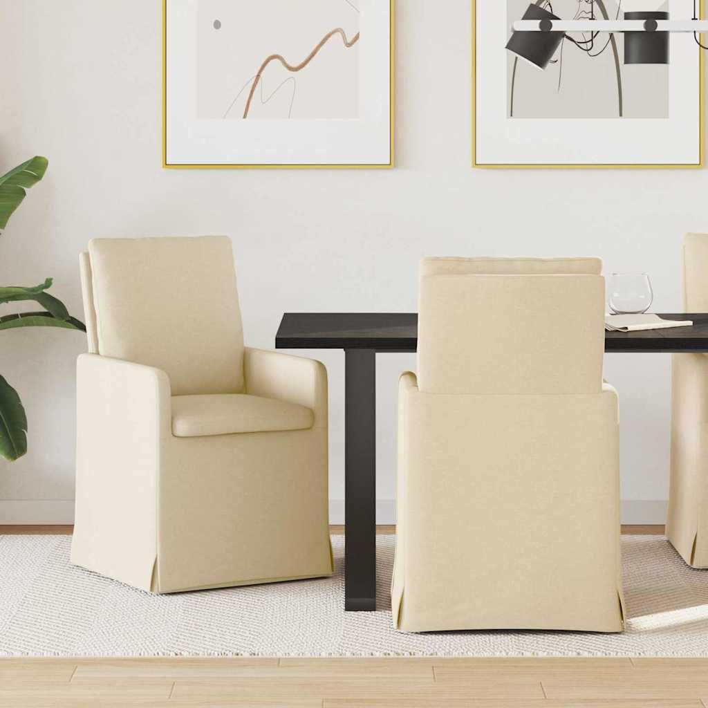 Trpezarijske stolice 2 pcs Krema 57 x 67 x 98 cm tkanina