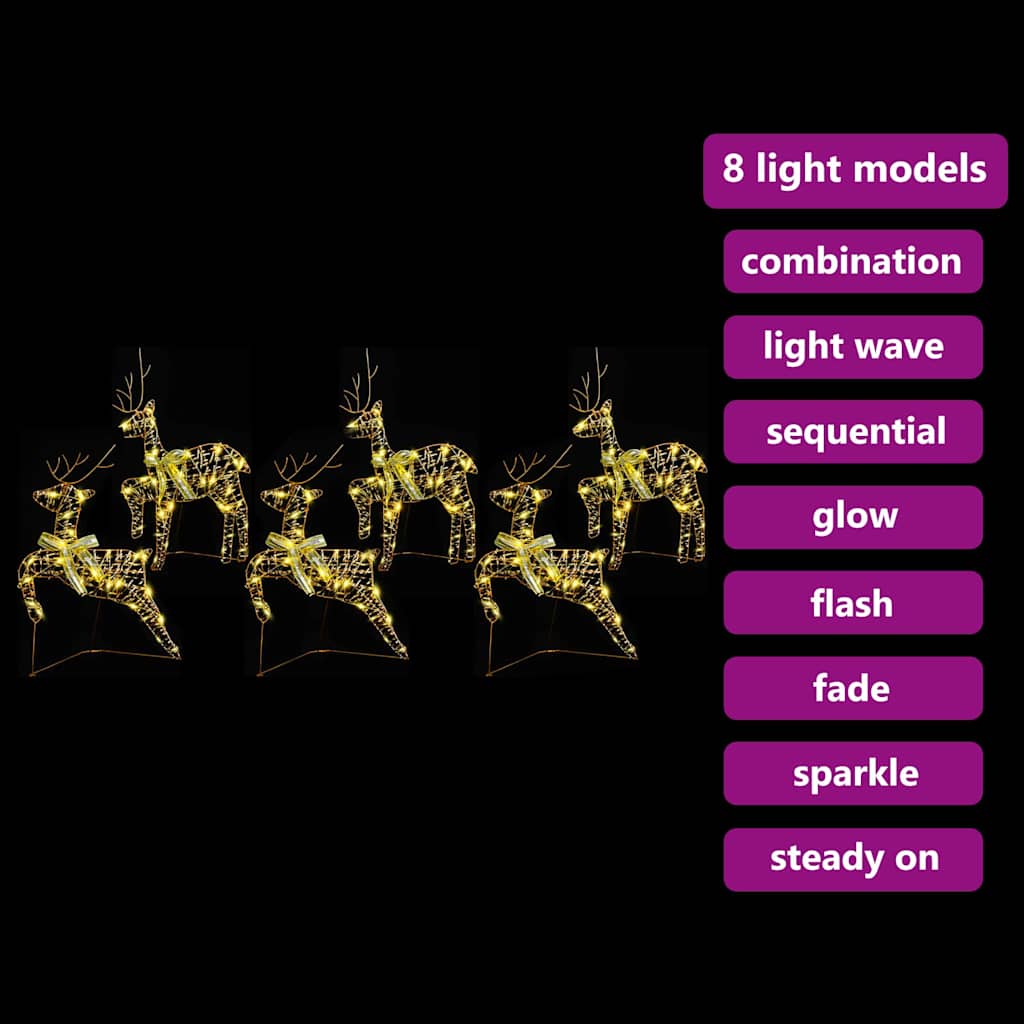 LED Riječni jeleni s 180 LED svjetlima 6 pcs Zlatno PET