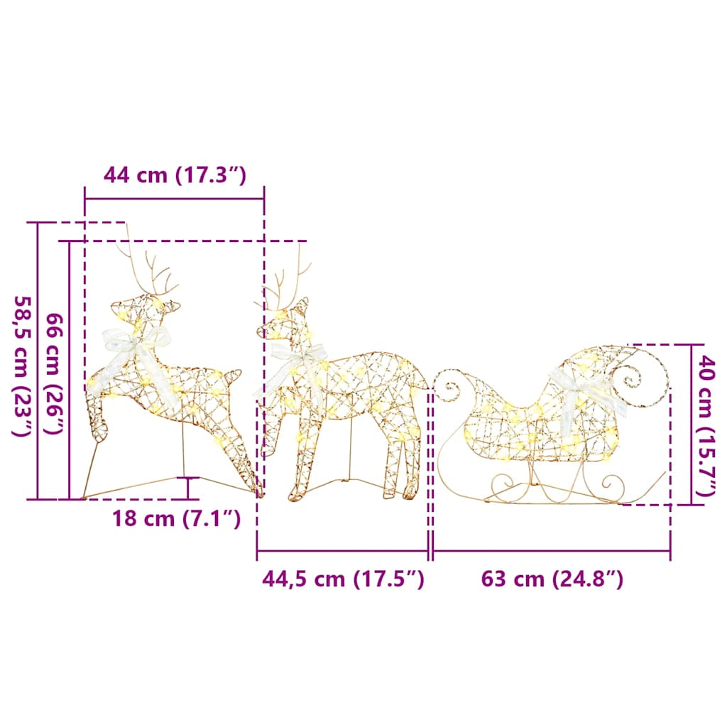 LED Riječni jeleni s 40 LED svjetlima 5 pcs Zlatno PET
