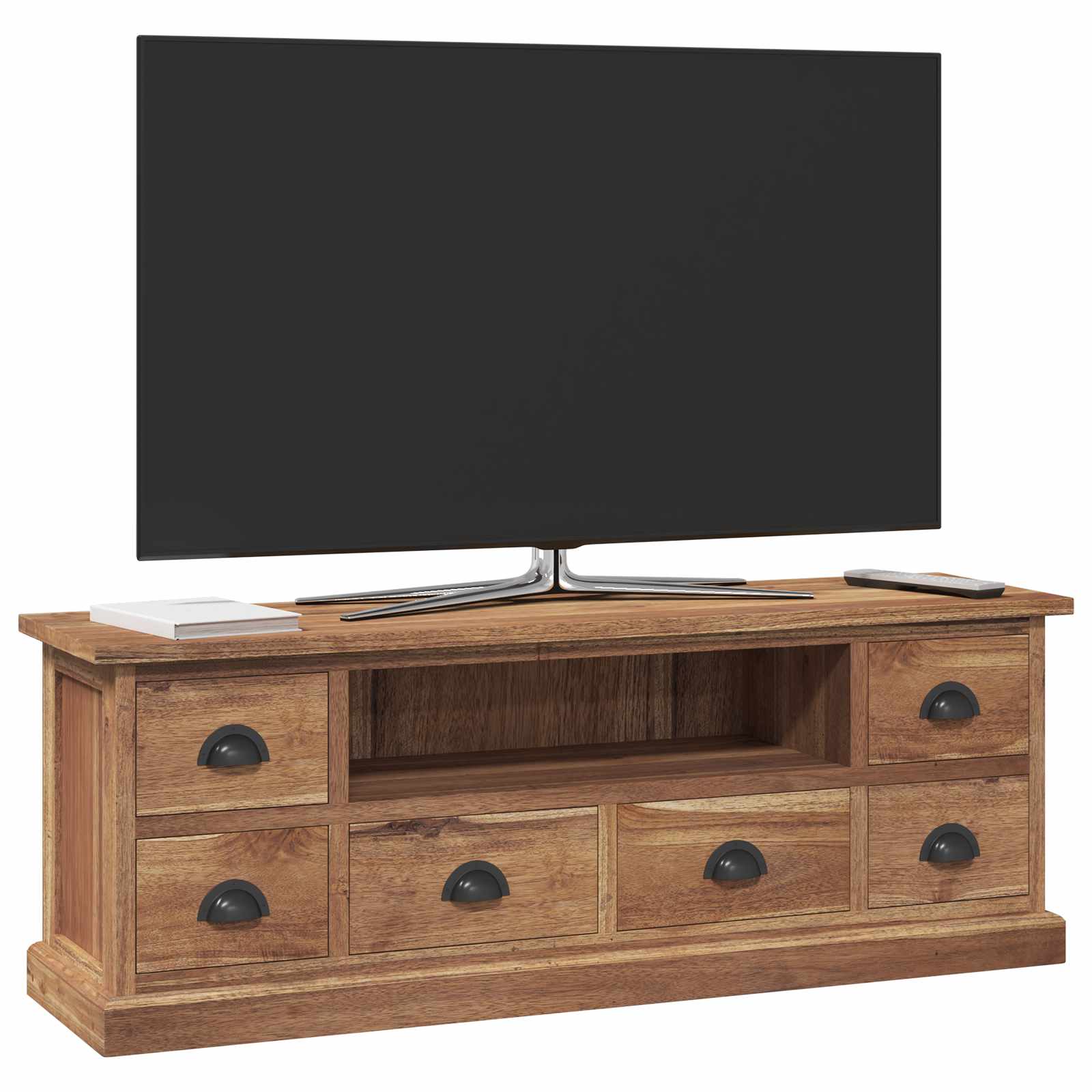 TV stalak s ladicama Prirodna 110 x 30 x 40 cm Čvrsto teak drvo