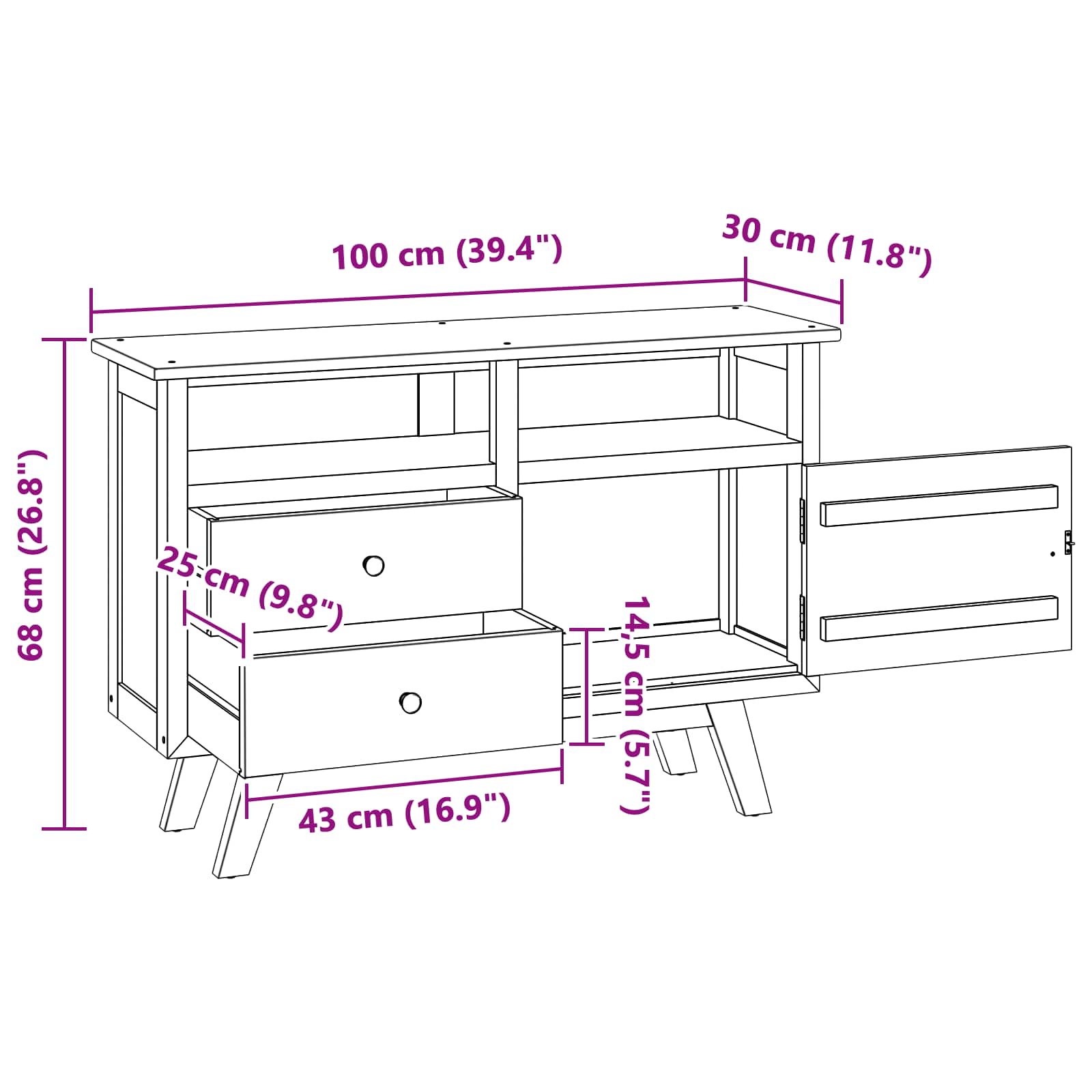 Kreveta s ladicama Prirodna 100 x 30 x 68 cm Čvrsto teak drvo