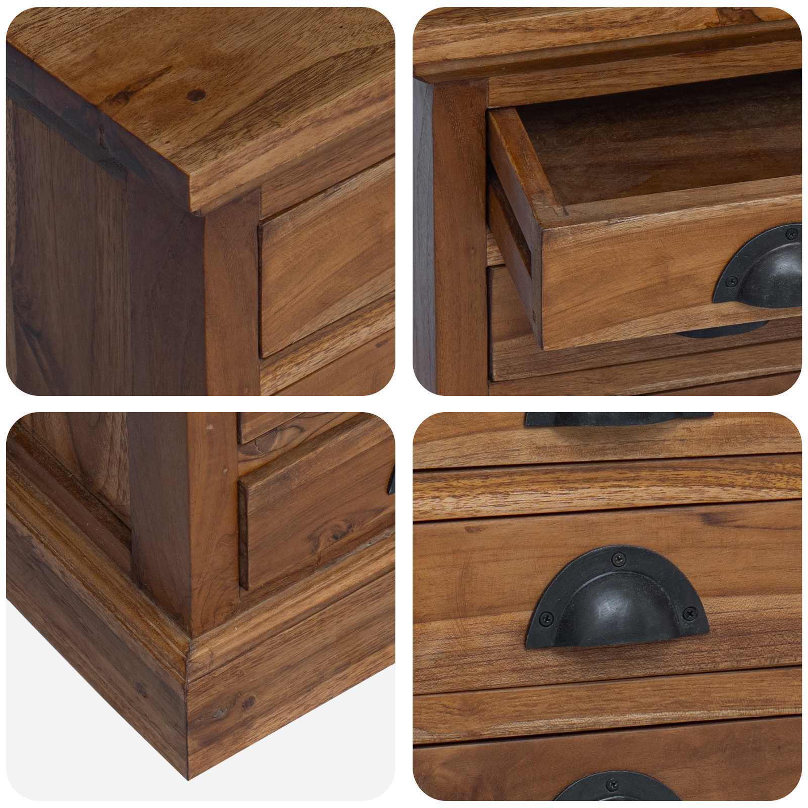Komoda s ladicama Prirodna 35 x 30 x 60 cm Čvrsto teak drvo