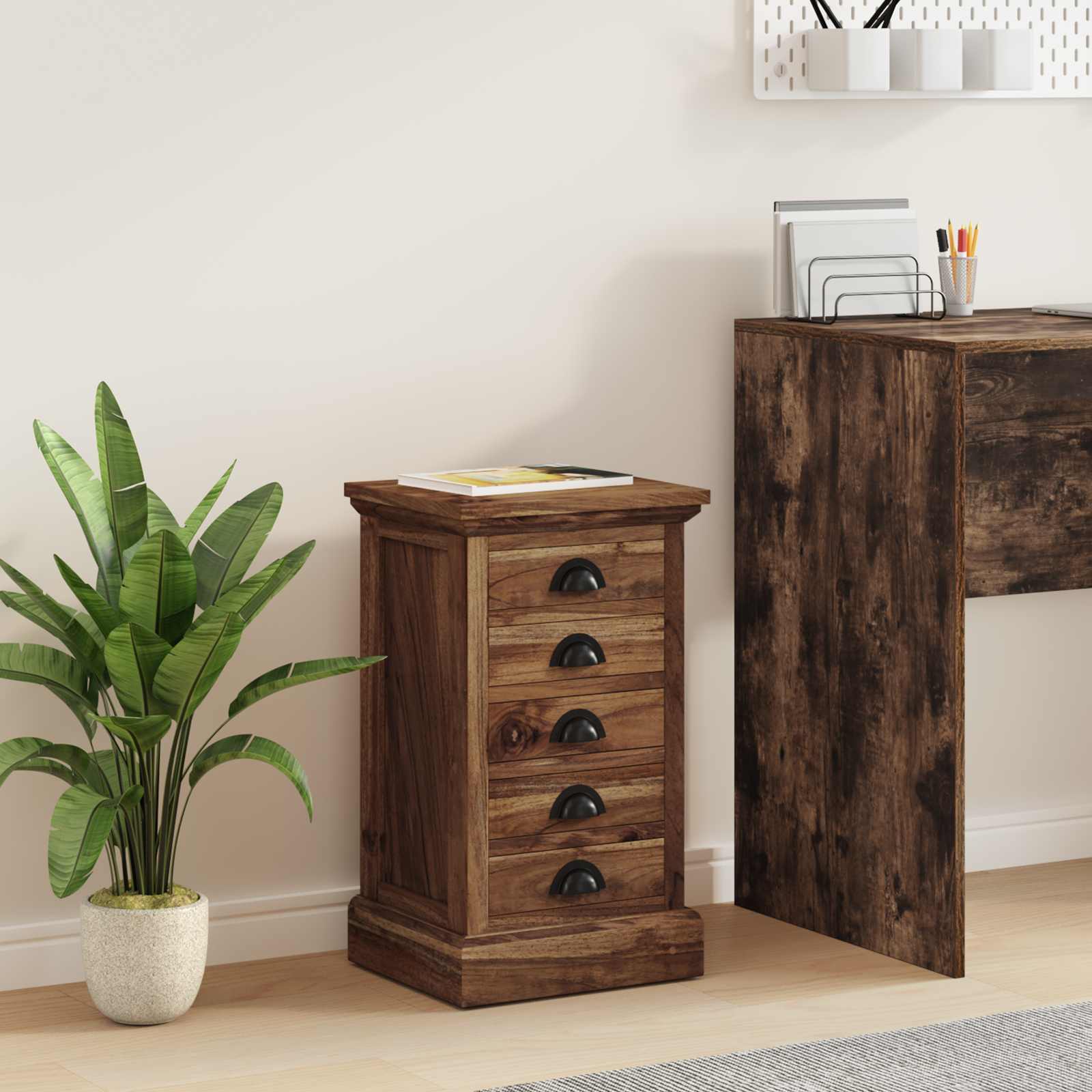 Komoda s ladicama Prirodna 35 x 30 x 60 cm Čvrsto teak drvo