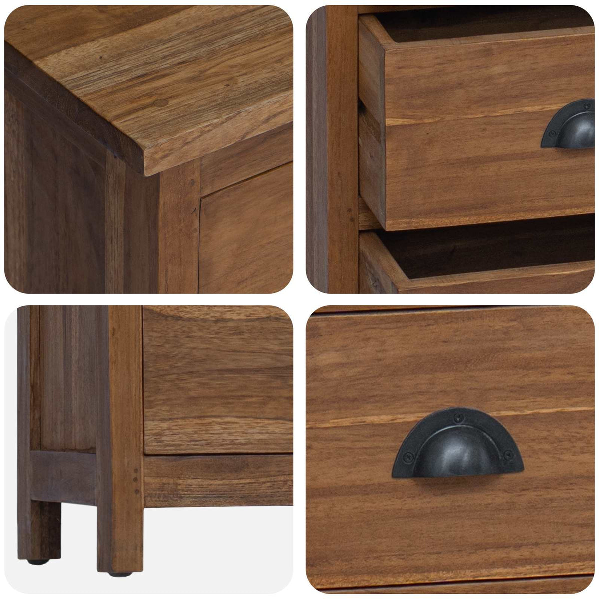 Komoda s ladicama Prirodna 45 x 35 x 110 cm Čvrsto teak drvo