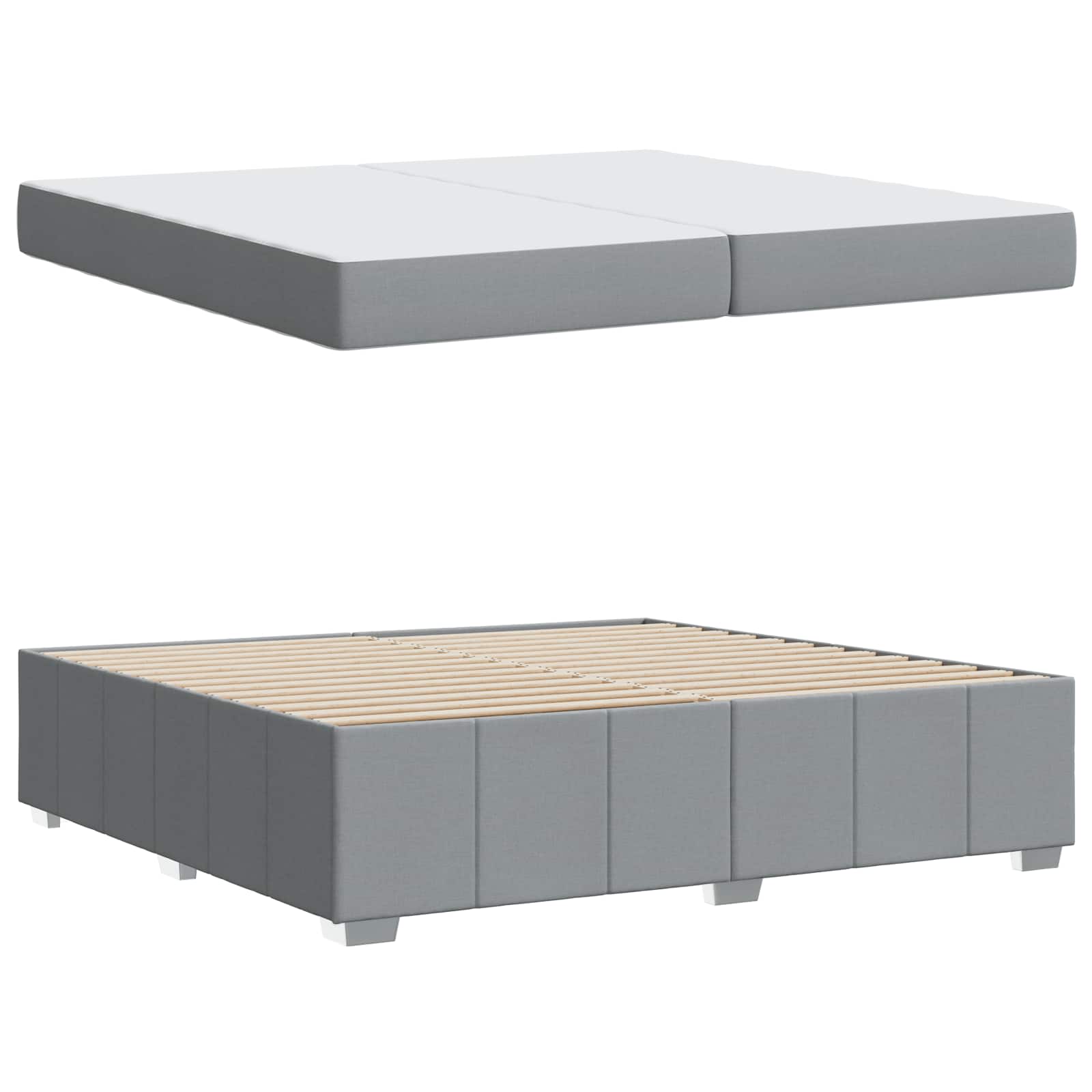 Krevetna konstrukcija Svijetlo siva 200 x 200 cm tkanina