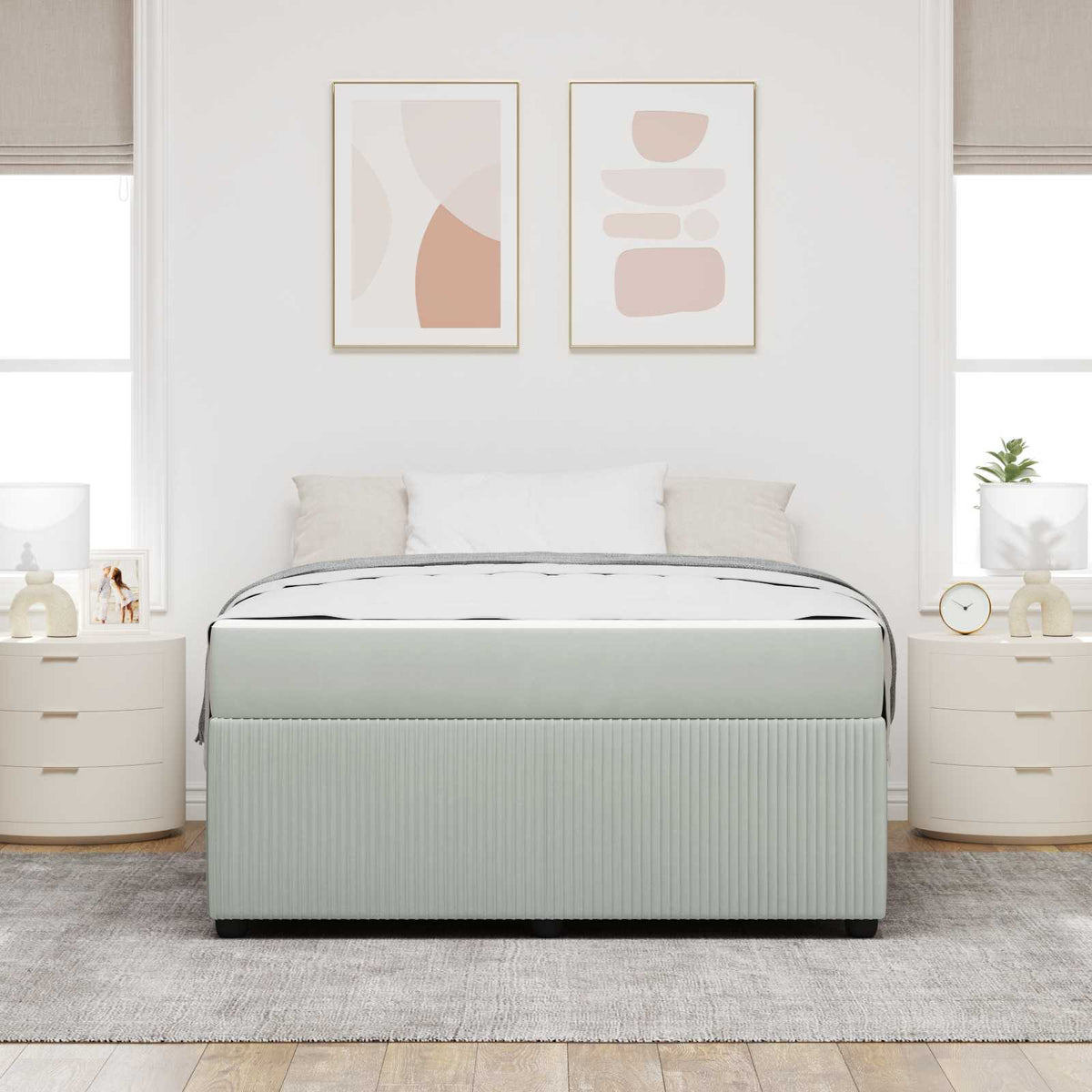 Krevetna konstrukcija Svijetlo siva 160 x 200 cm tkanina Svjetlosiva