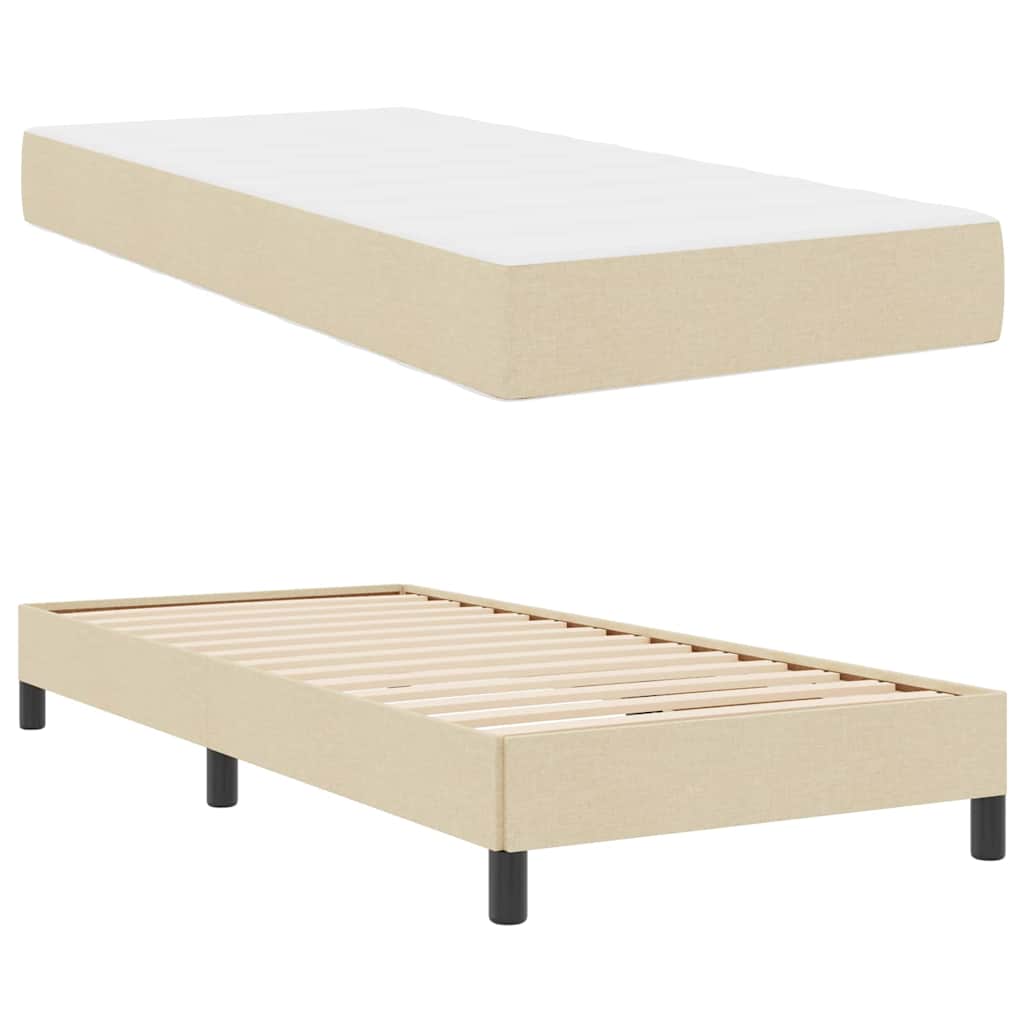 Krevet s opruga kutije s madracem Krema 90 x 200 cm tkanina