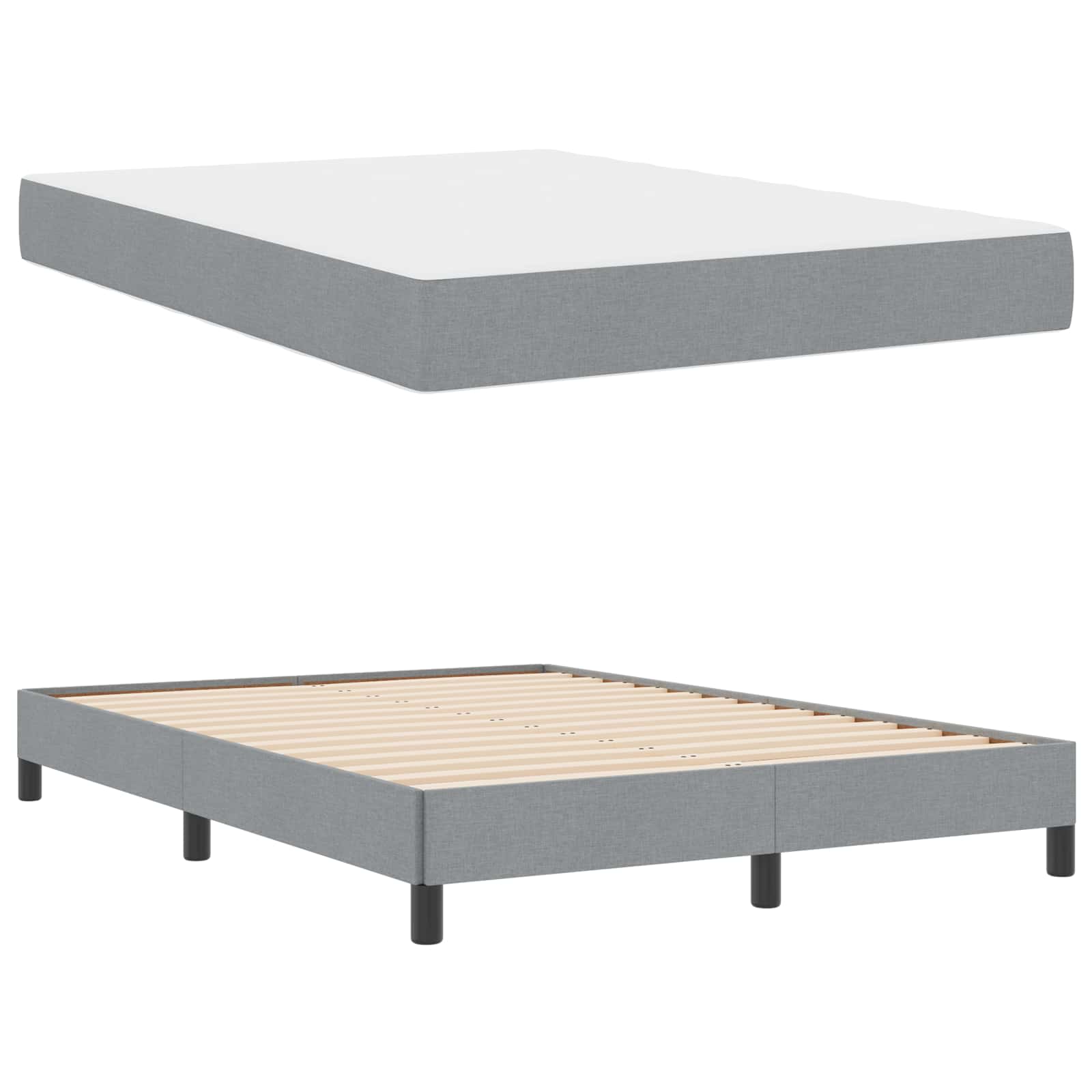 Krevet s opruga kutije Svijetlo siva 140 x 190 cm tkanina