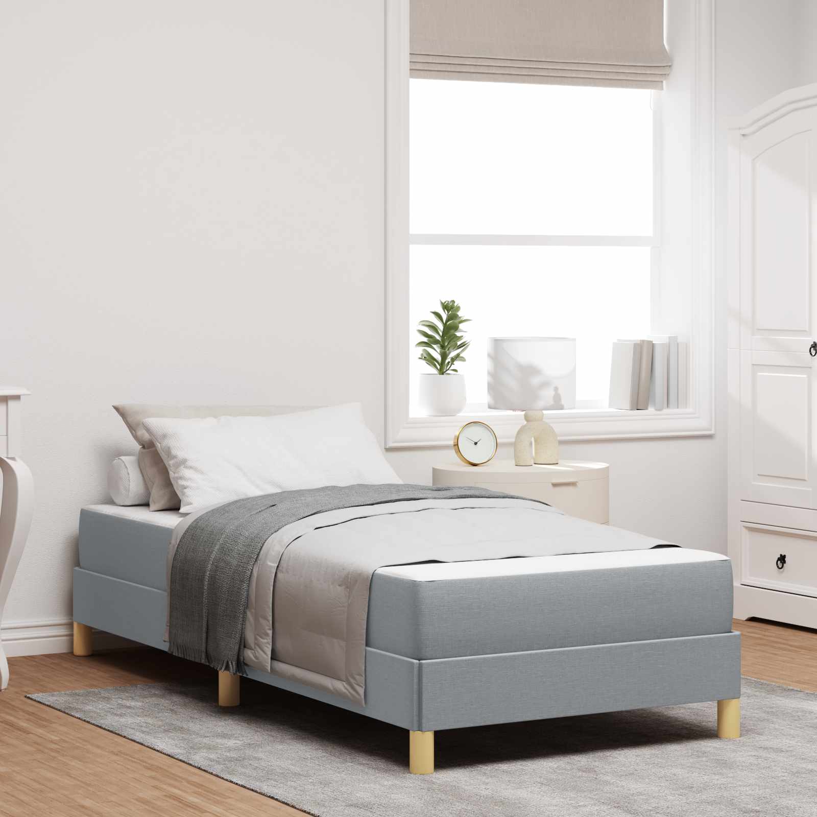 Krevet s opruga kutije Svijetlo siva 90 x 190 cm tkanina