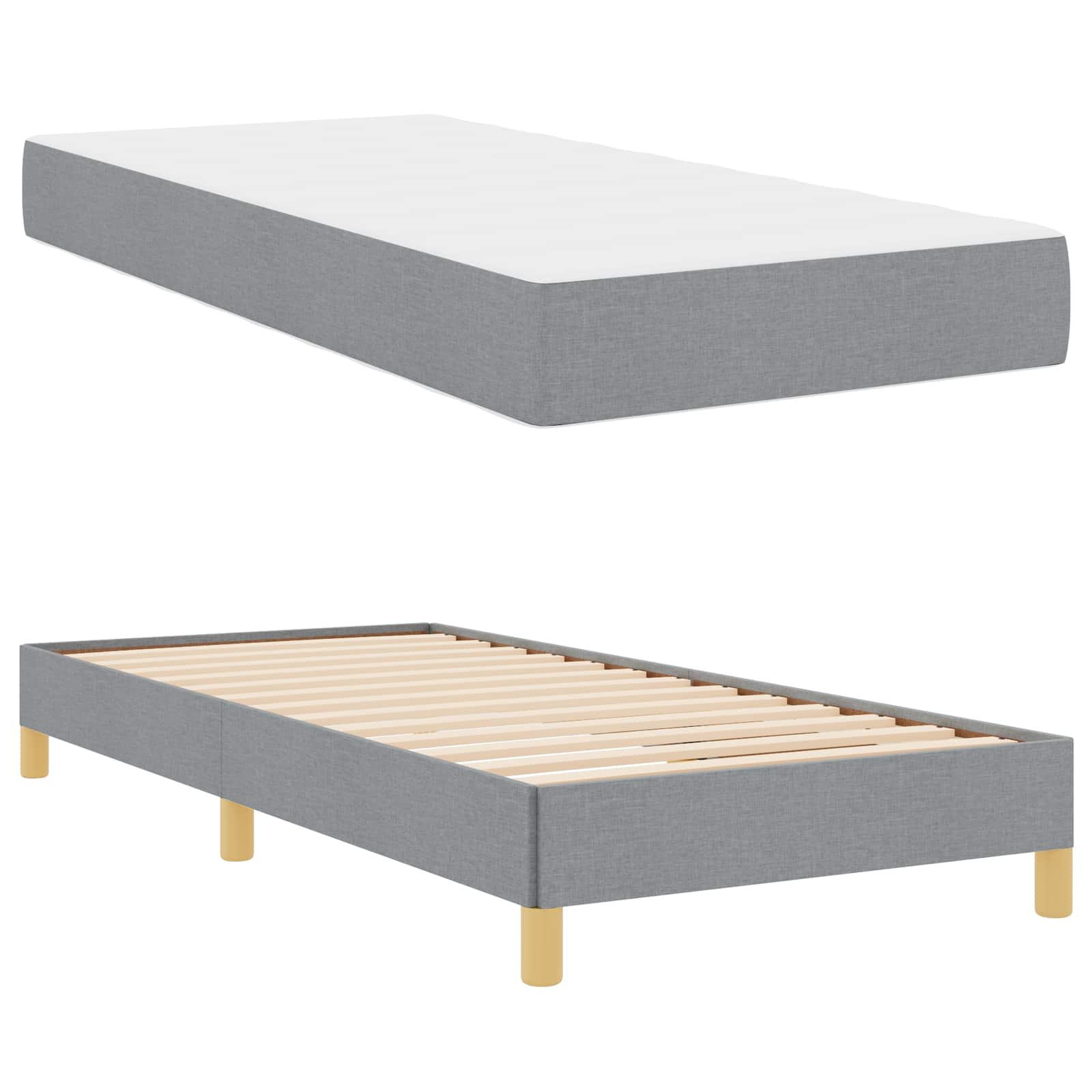 Krevet s opruga kutije Svijetlo siva 90 x 190 cm tkanina