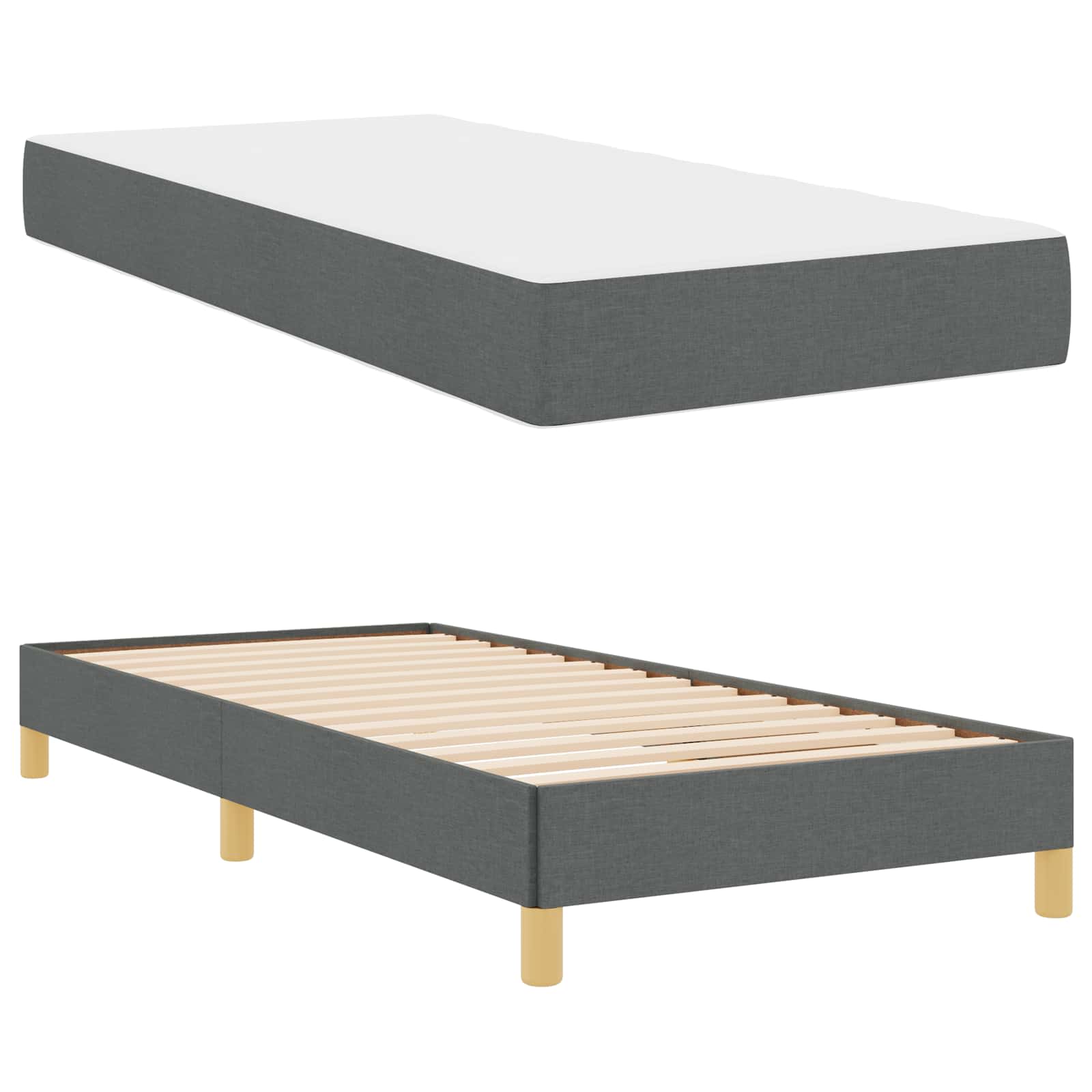 Krevet s opruga kutije Tamno siva 100 x 200 cm tkanina