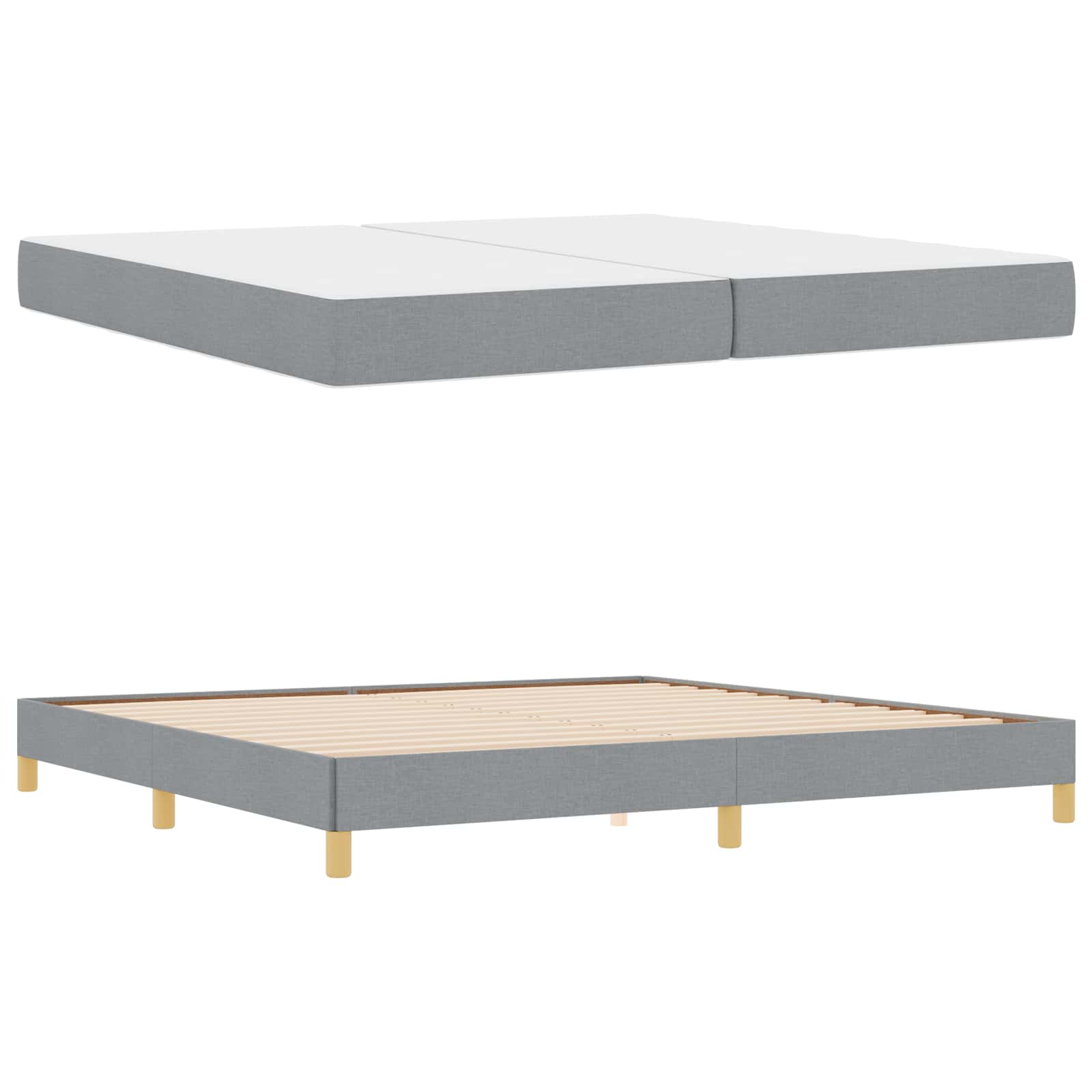 Krevet s opruga kutije Svijetlo siva 200 x 200 cm tkanina