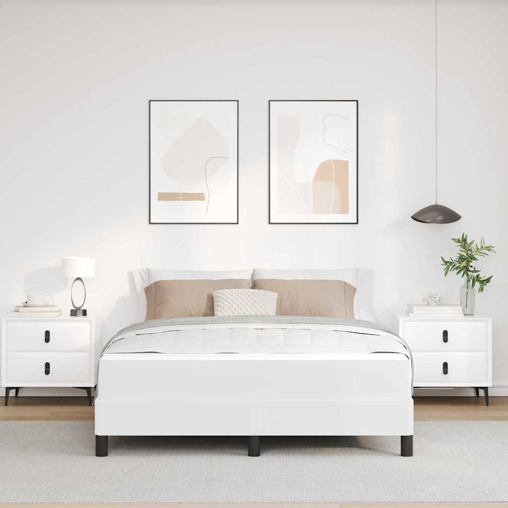 Krevetna konstrukcija Čista bijela 140 x 190 cm tkanina