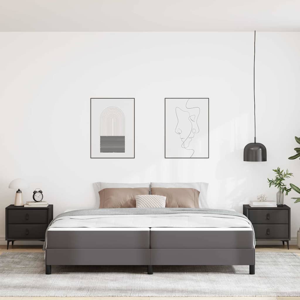 Krevetna konstrukcija s madracem Siva 200 x 200 cm tkanina