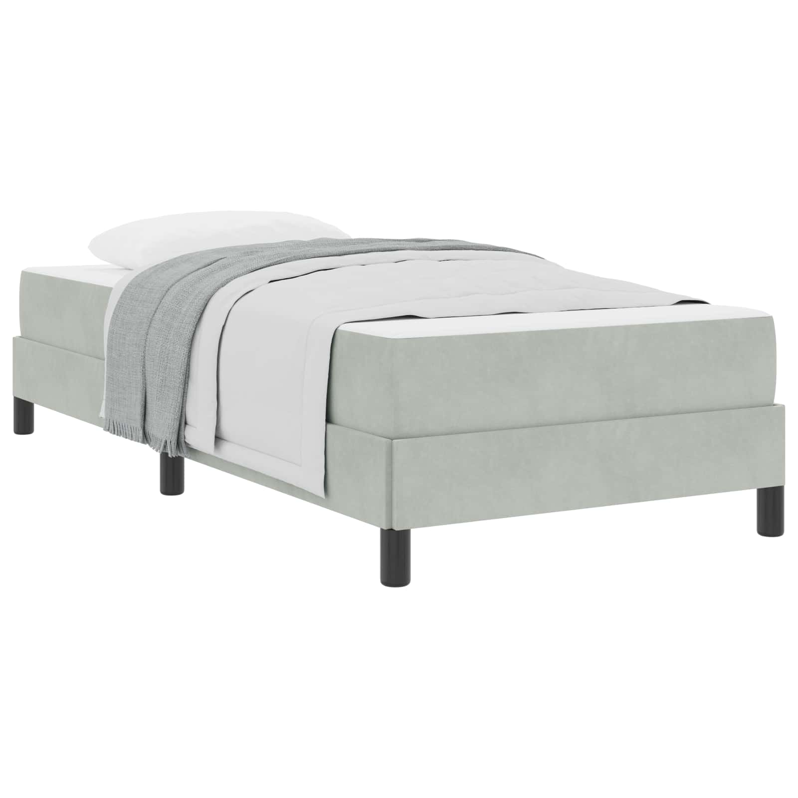 Krevet s opruga kutije Svijetlo siva 90 x 190 cm tkanina