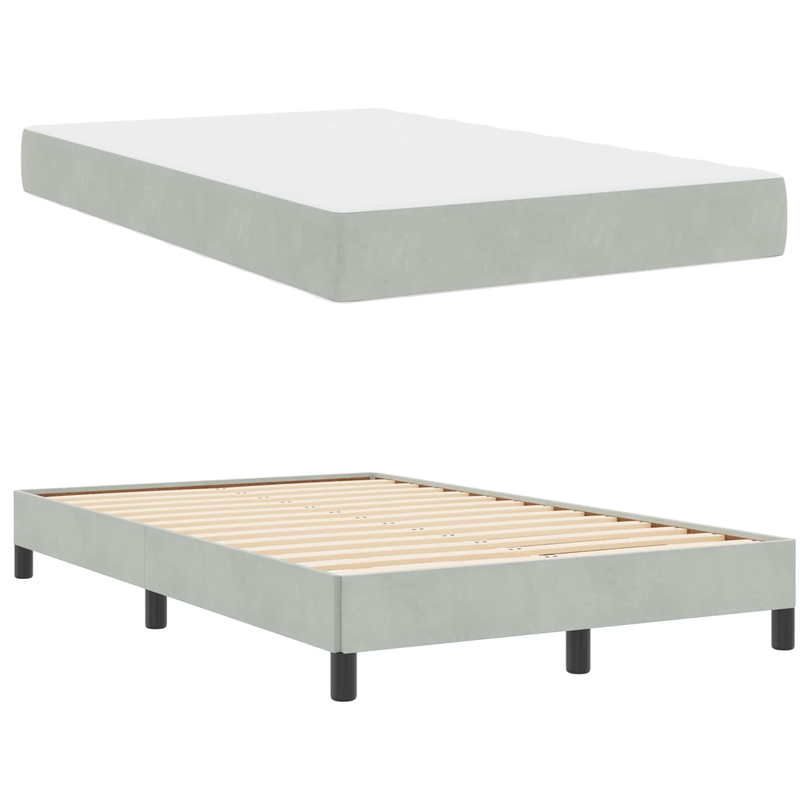 Krevet s opruga kutije Svijetlo siva 120 x 200 cm tkanina