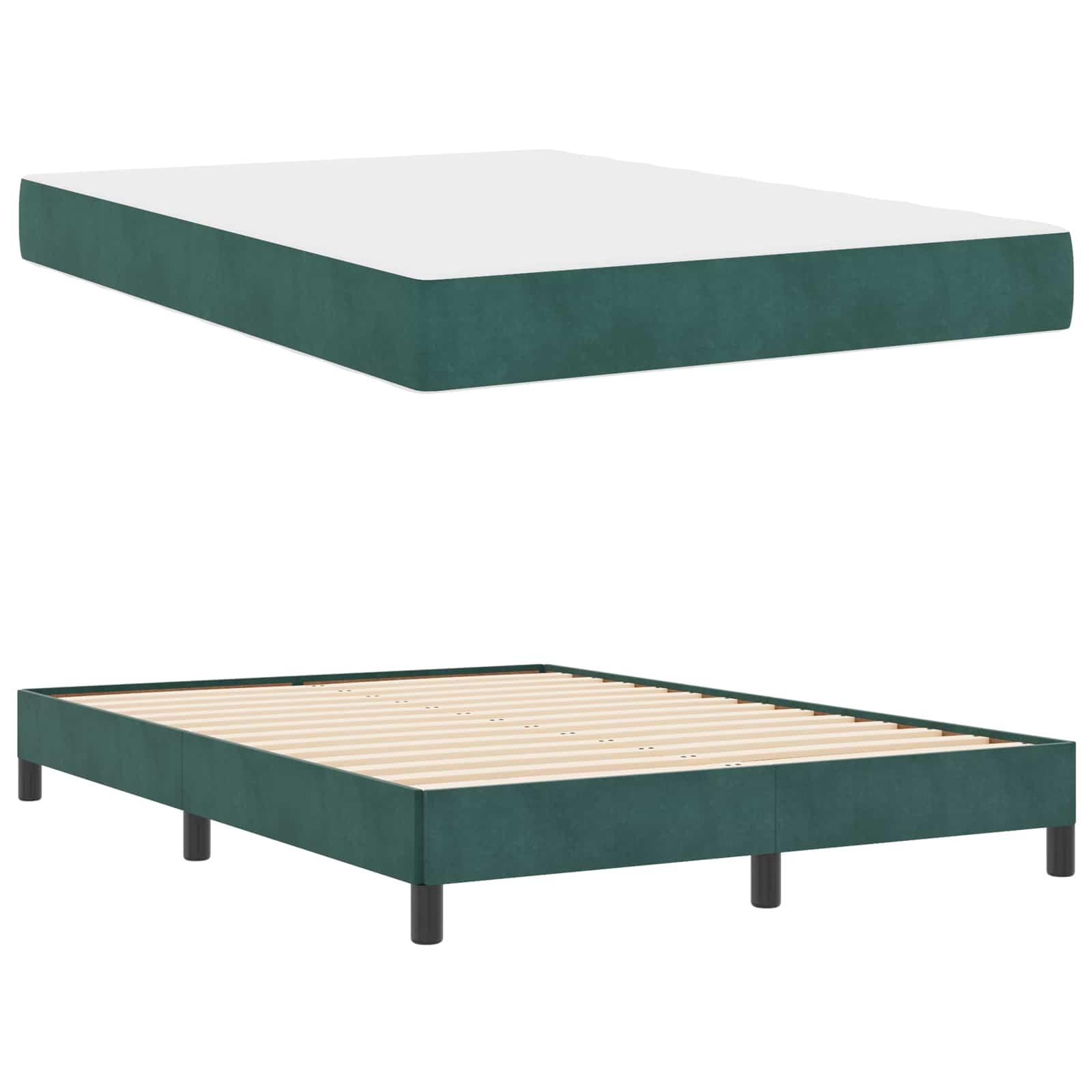 Krevet s opruga kutije Tamnozelena 140 x 190 cm tkanina