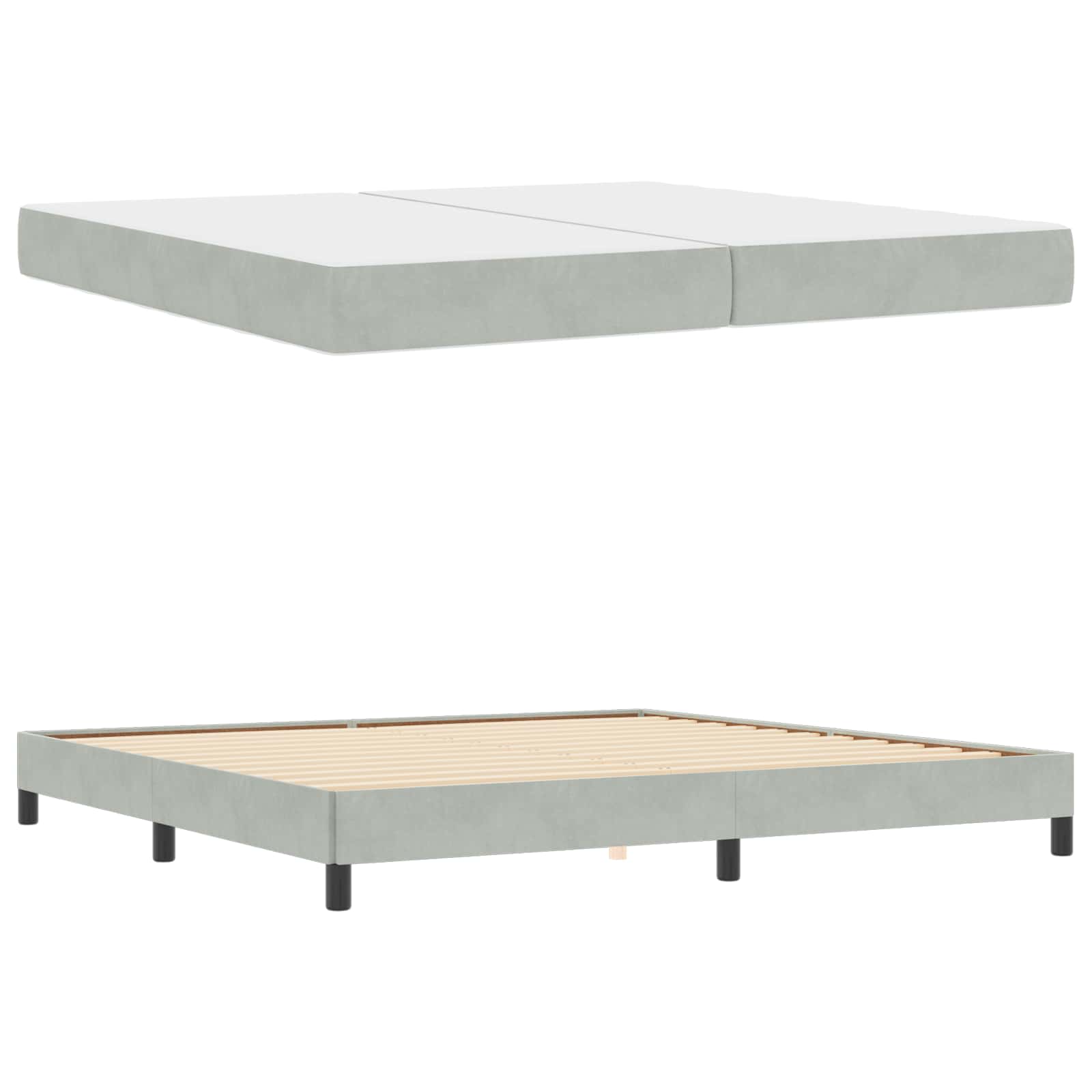 Krevet s opruga kutije Svijetlo siva 200 x 200 cm tkanina