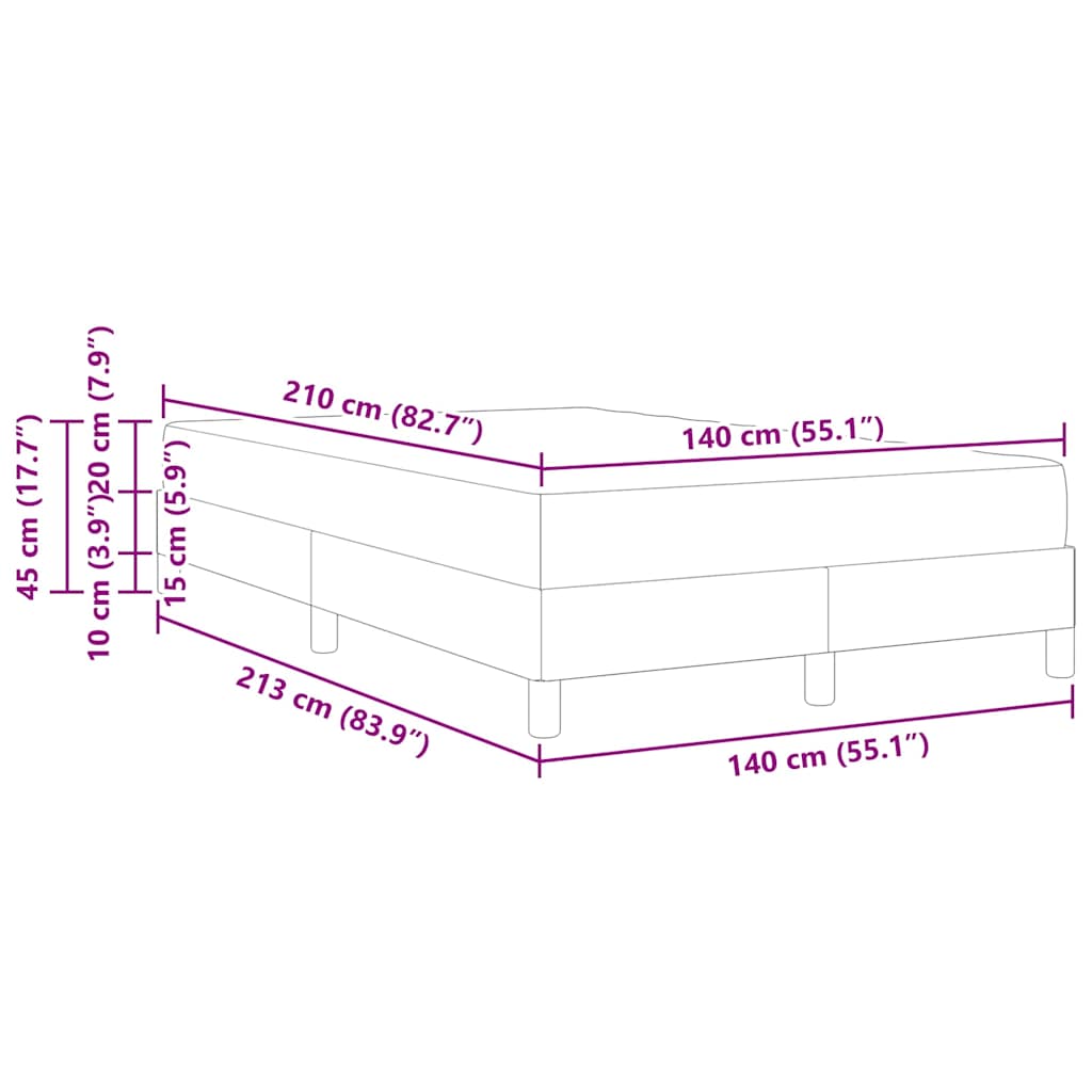 Krevet s opruga kutije Ružičasta 140 x 210 cm tkanina