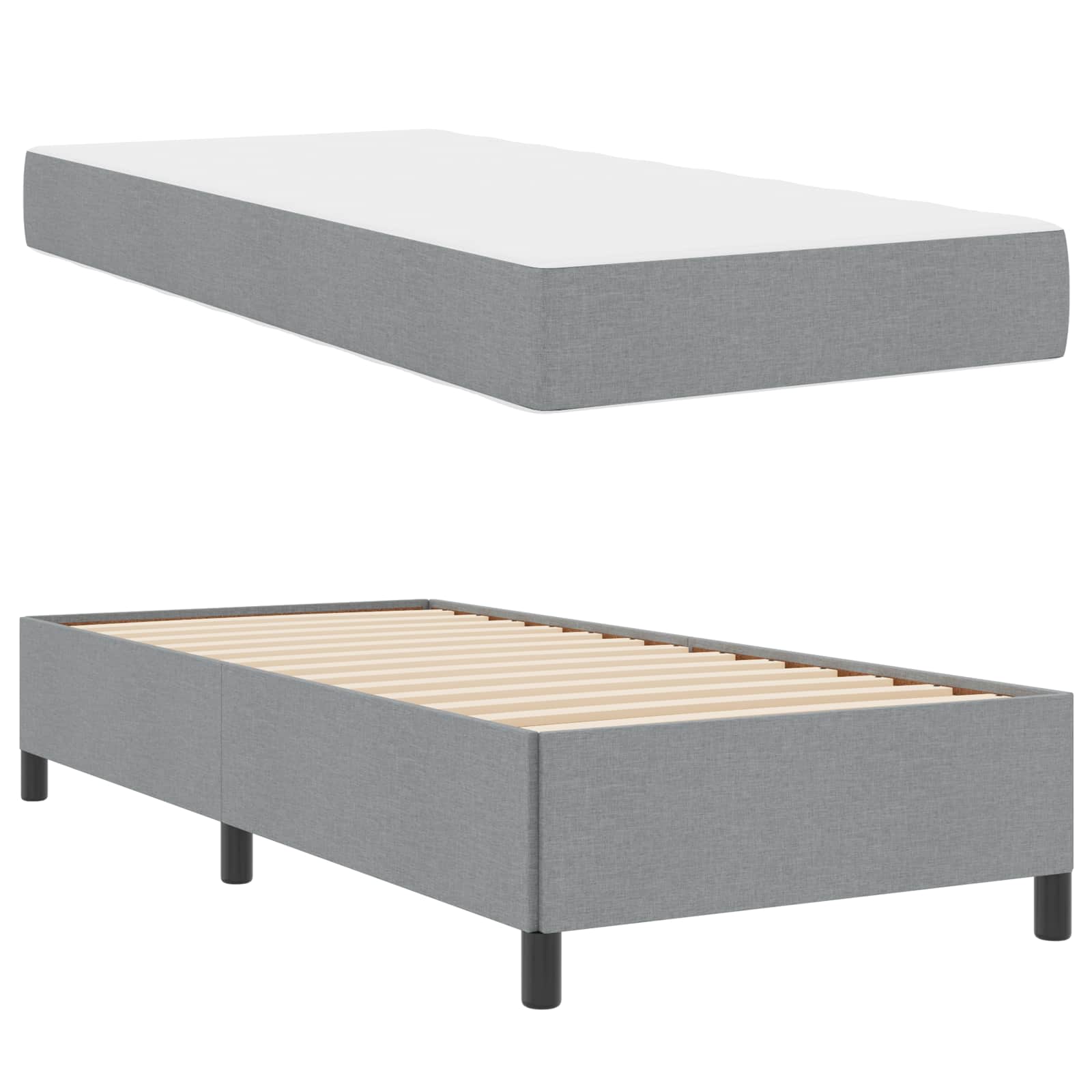 Krevet s opruga kutije Svijetlo siva 90 x 190 cm tkanina