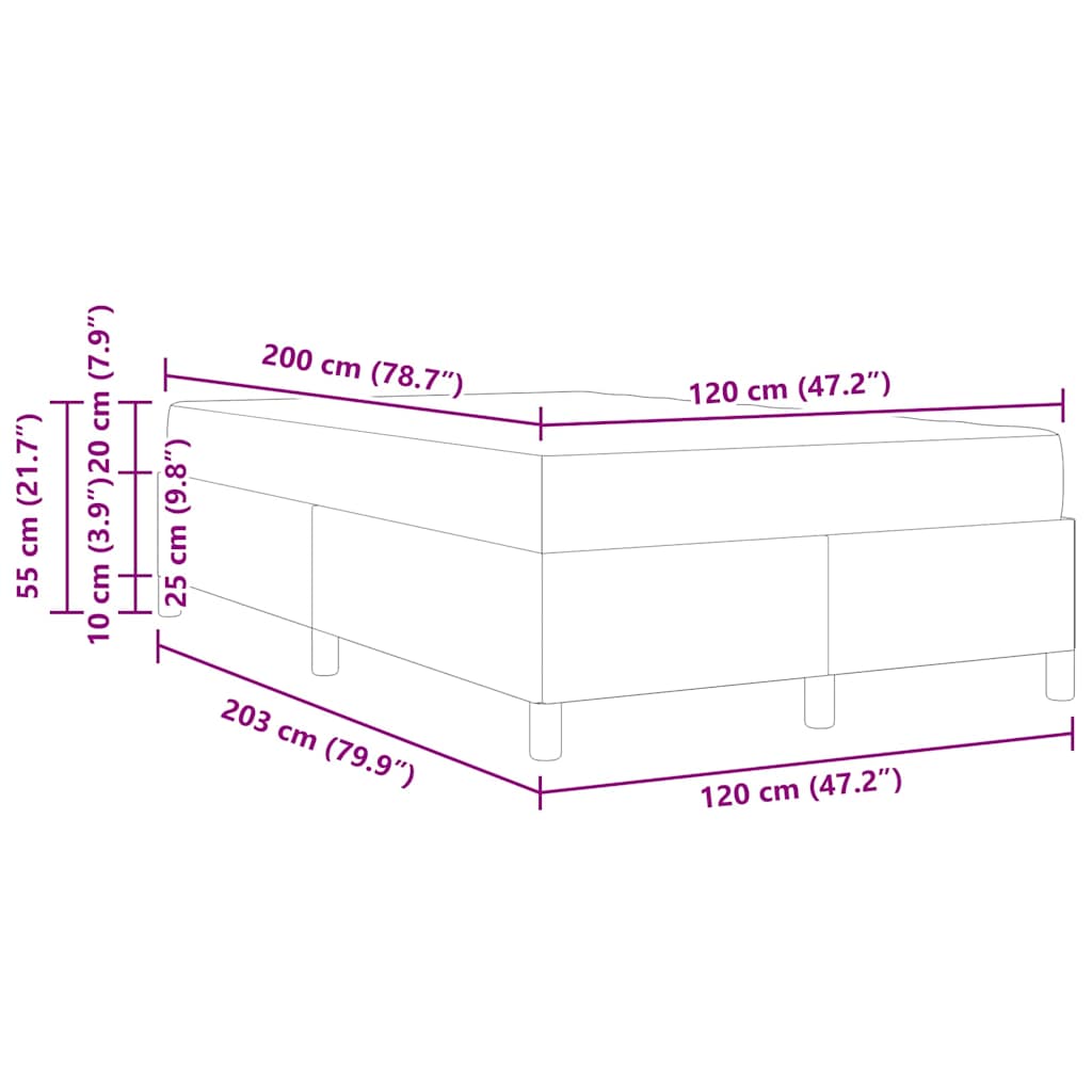 Krevet s opruga kutije Plava 120 x 200 cm tkanina