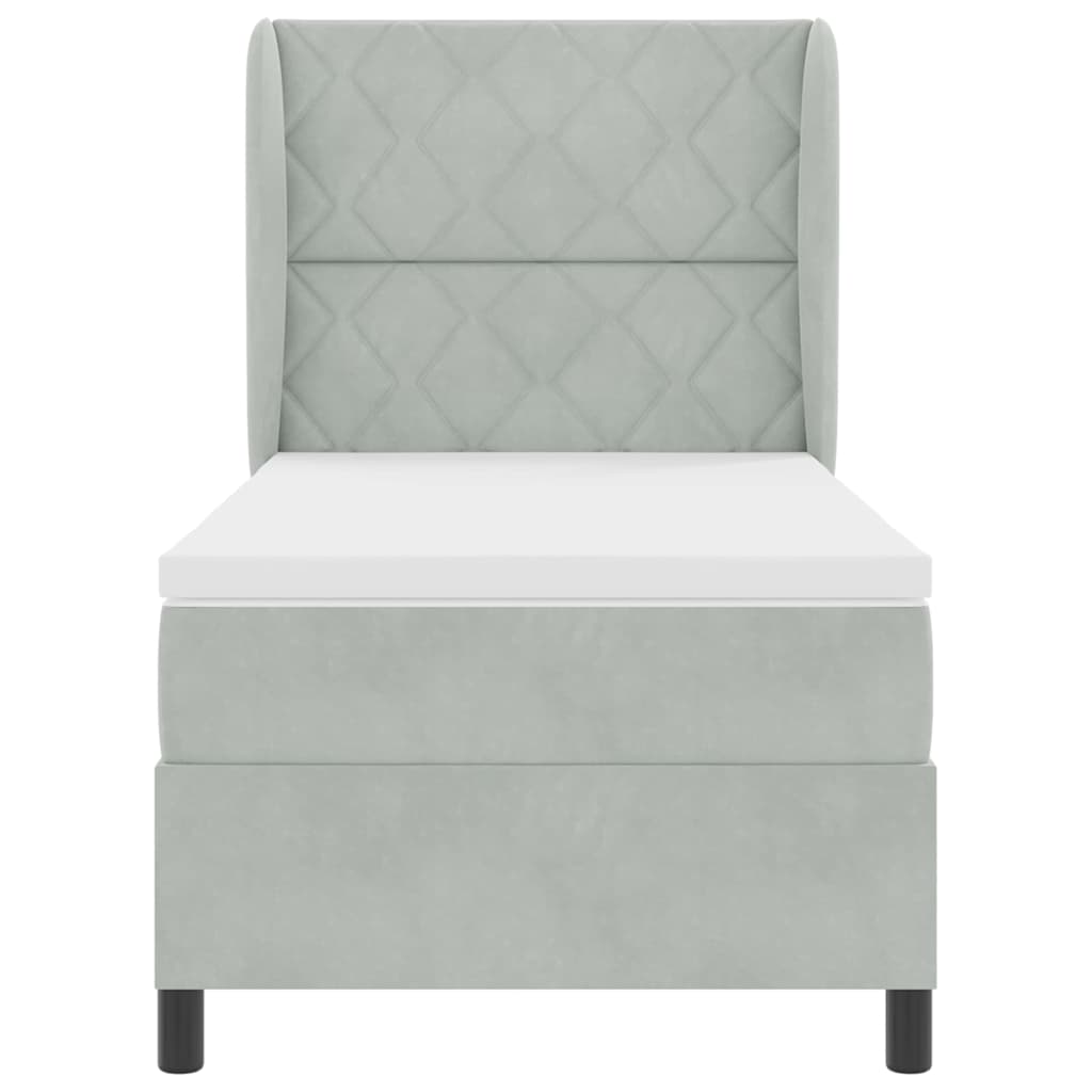 Krevet s opruga kutije Svijetlo siva 200 x 90 cm Baršun