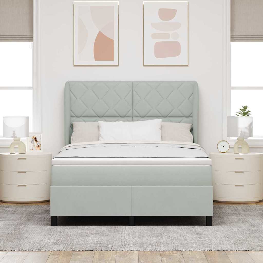Krevet s opruga kutije Svijetlo siva 190 x 140 cm Baršun