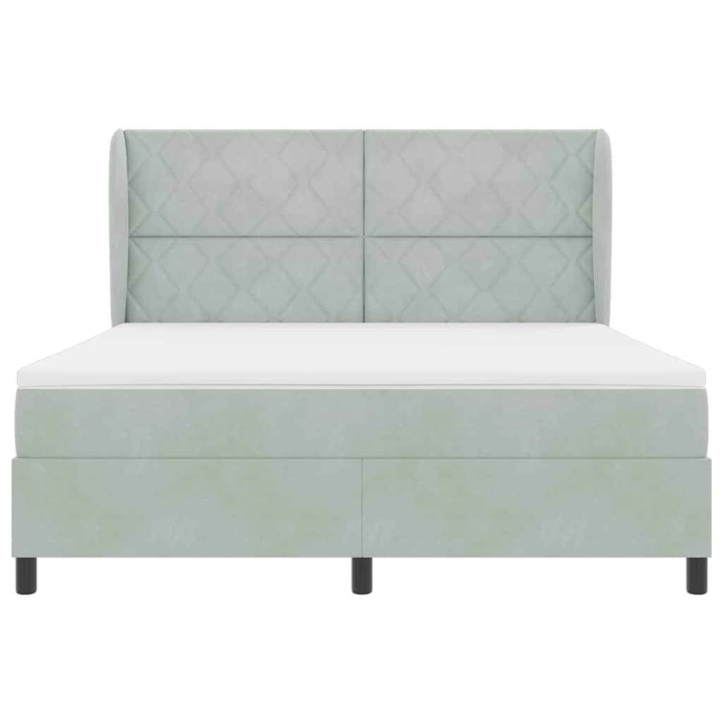 Krevet s opruga kutije Svijetlo siva 200 x 180 cm Baršun