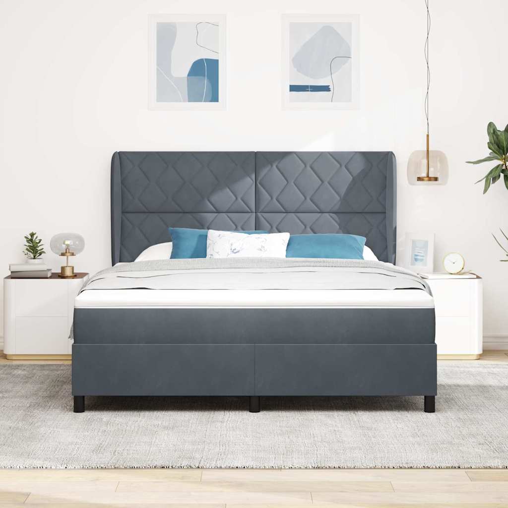 Krevet s opruga kutije Tamno siva 200 x 180 cm Baršun
