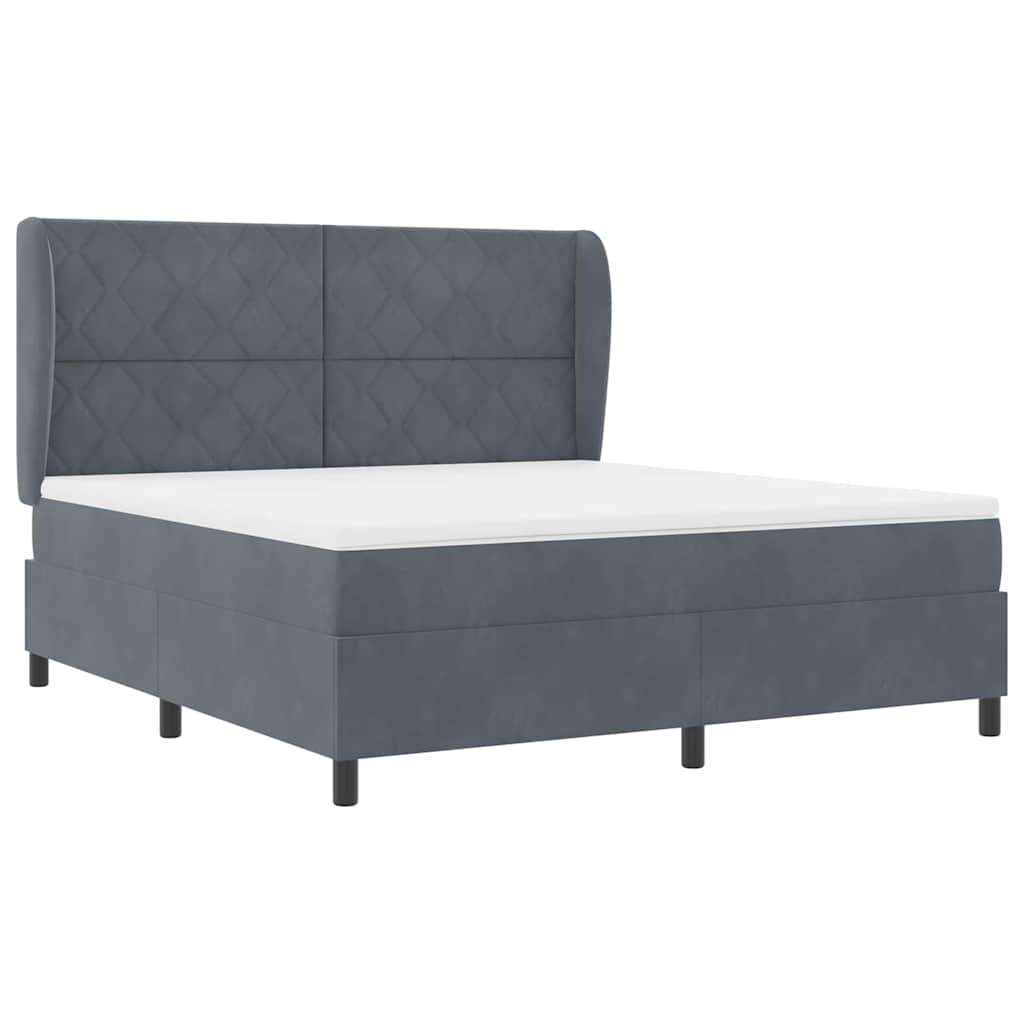 Krevet s opruga kutije Tamno siva 200 x 180 cm Baršun