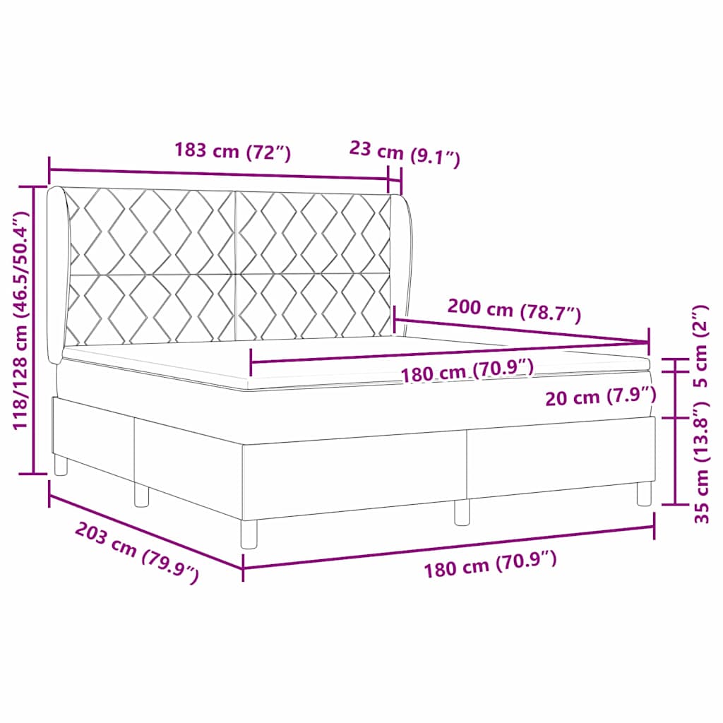 Krevet s opruga kutije Tamno siva 200 x 180 cm Baršun