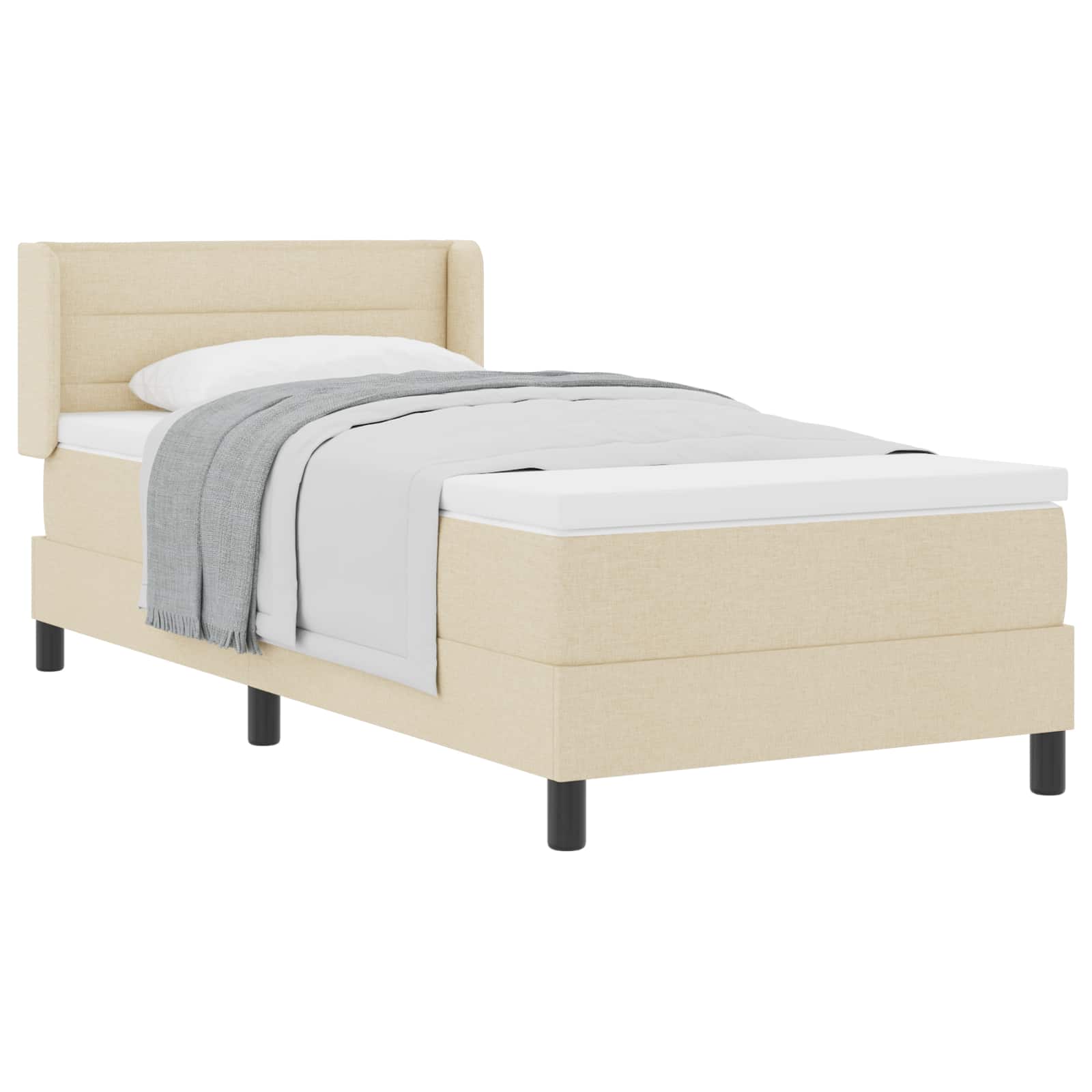 Krevet s opruga kutije s uzglavljem Krema 200 x 80 cm tkanina