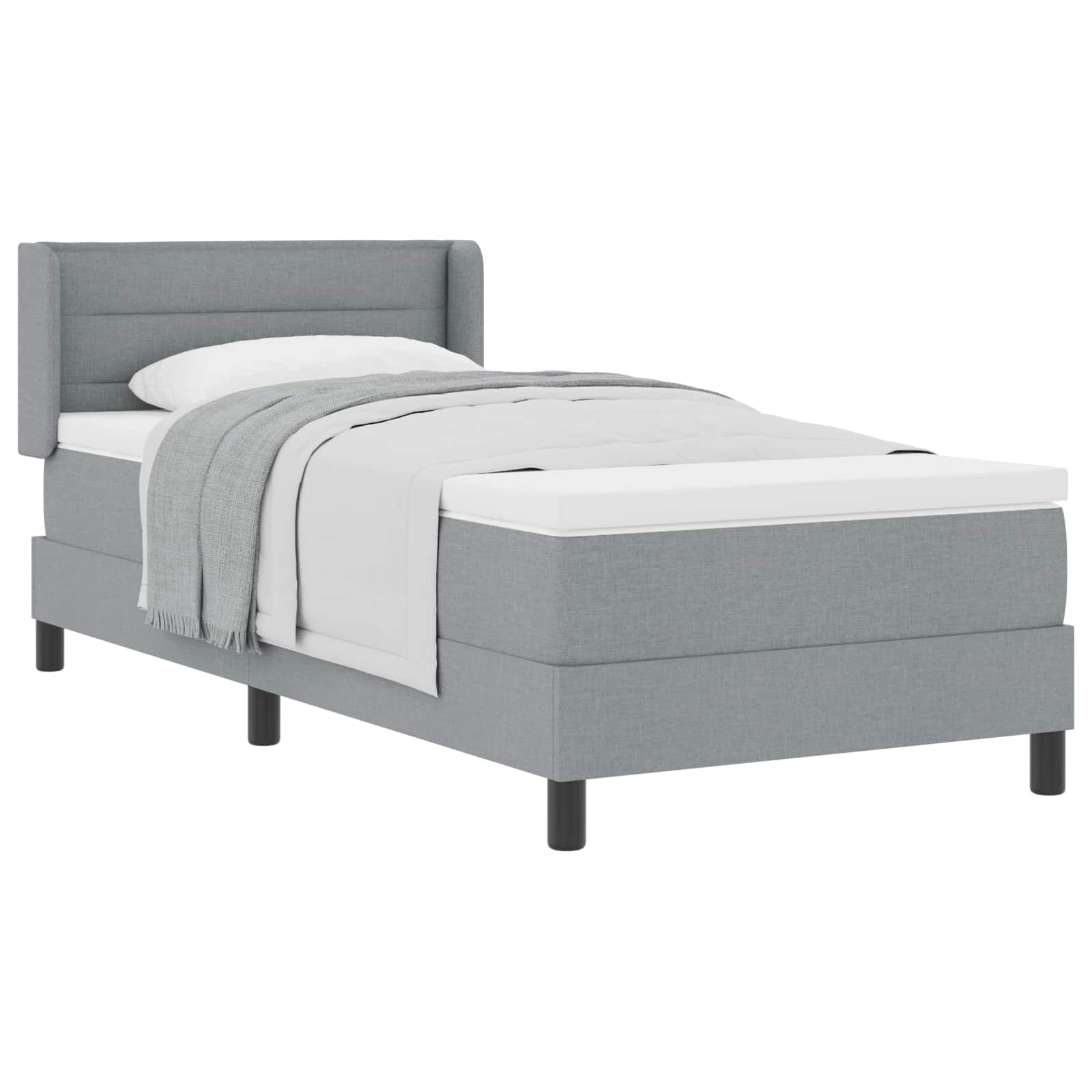 Krevet s opruga kutije Svijetlo siva 200 x 90 cm tkanina