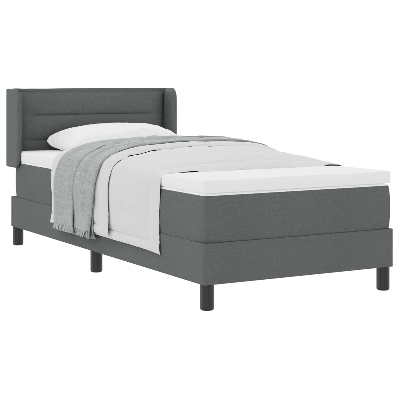 Krevet s opruga kutije Tamno siva 200 x 90 cm tkanina