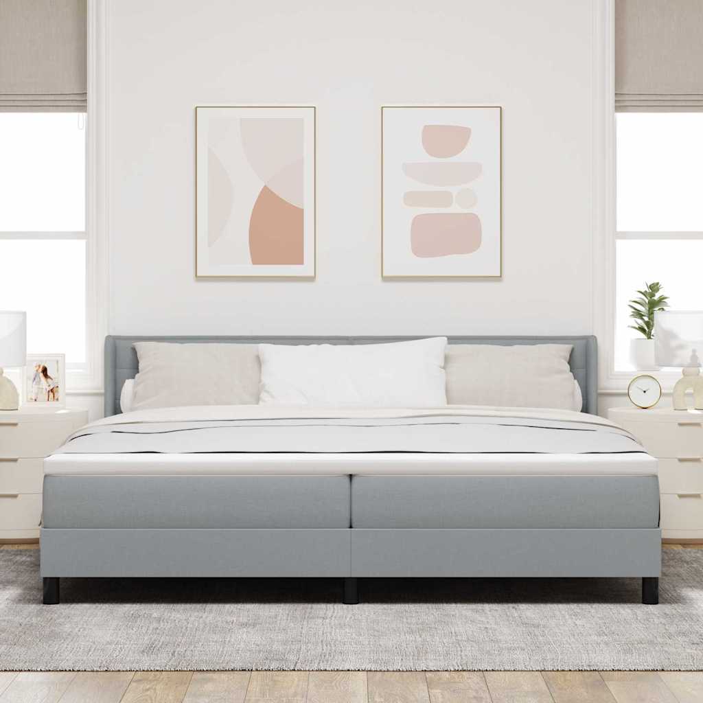 Krevet s opruga kutije Svijetlo siva 200 x 200 cm tkanina