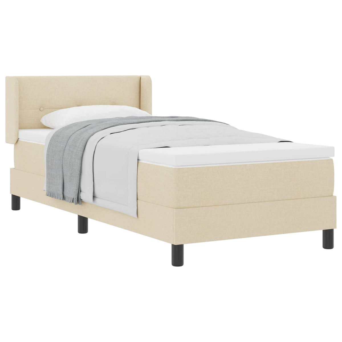 Krevet s opruga kutije s uzglavljem Krema 200 x 80 cm tkanina