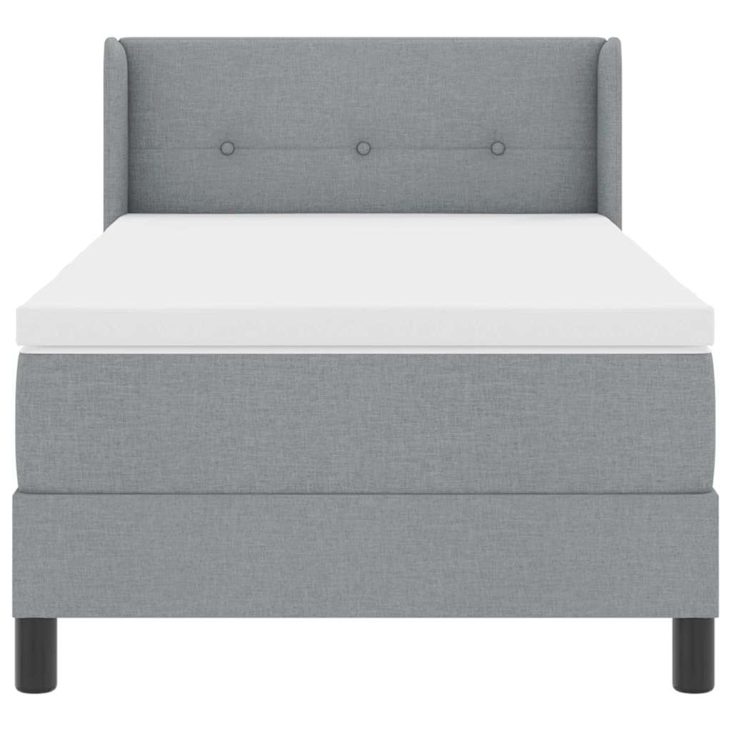 Krevet s opruga kutije Svijetlo siva 190 x 90 cm tkanina