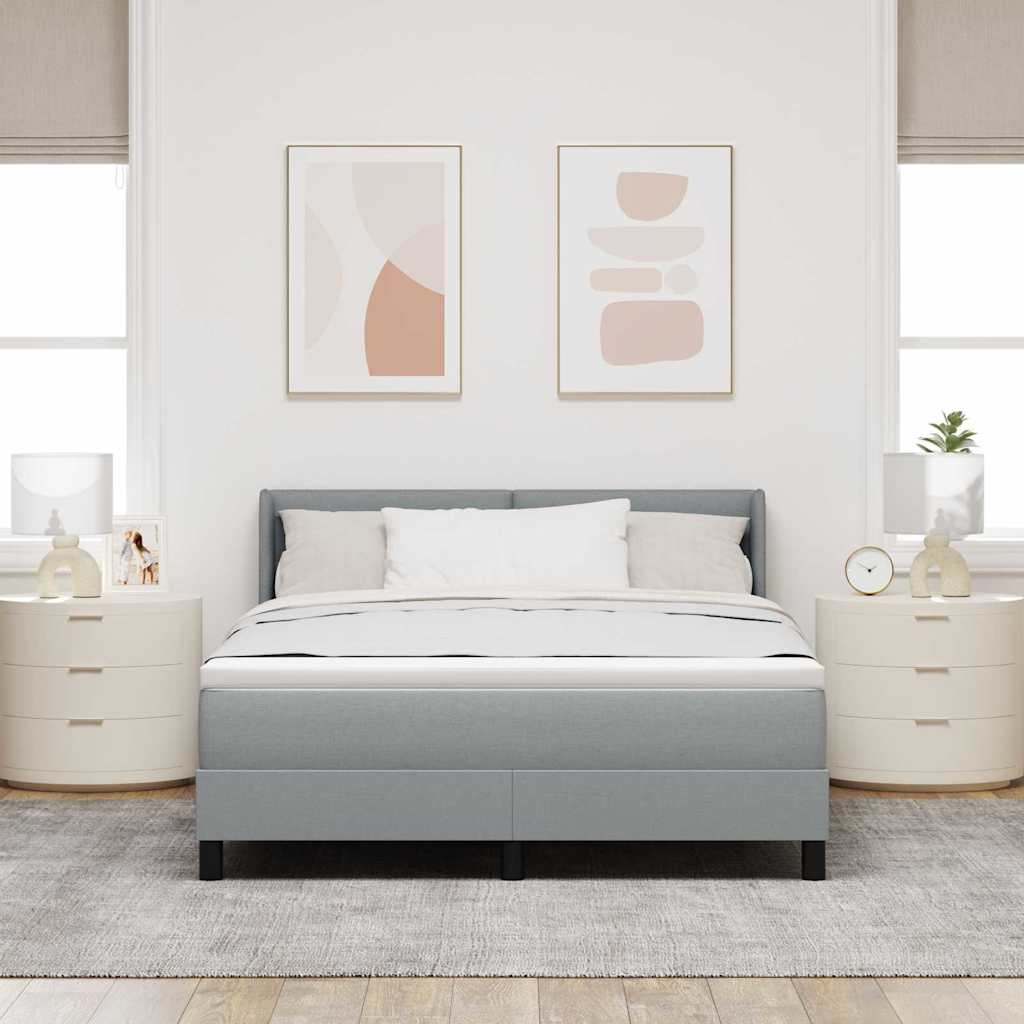 Krevet s opruga kutije Svijetlo siva 190 x 140 cm tkanina