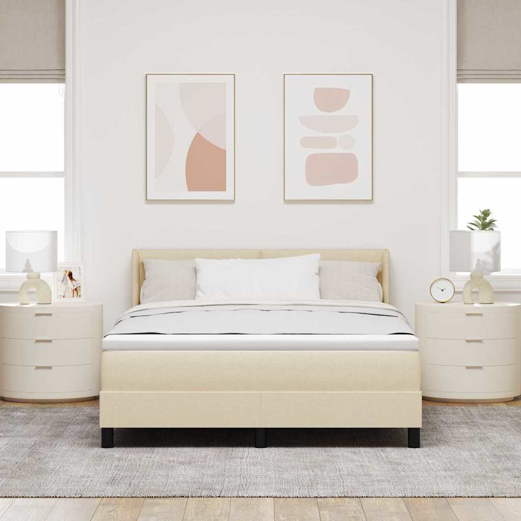 Krevet s opruga kutije s uzglavljem Krema 200 x 140 cm tkanina