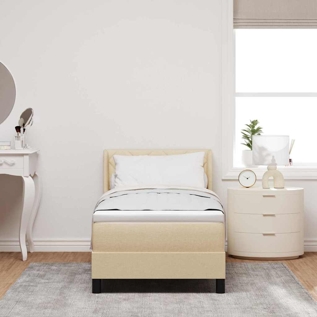 Krevet s opruga kutije s uzglavljem Krema 200 x 80 cm tkanina