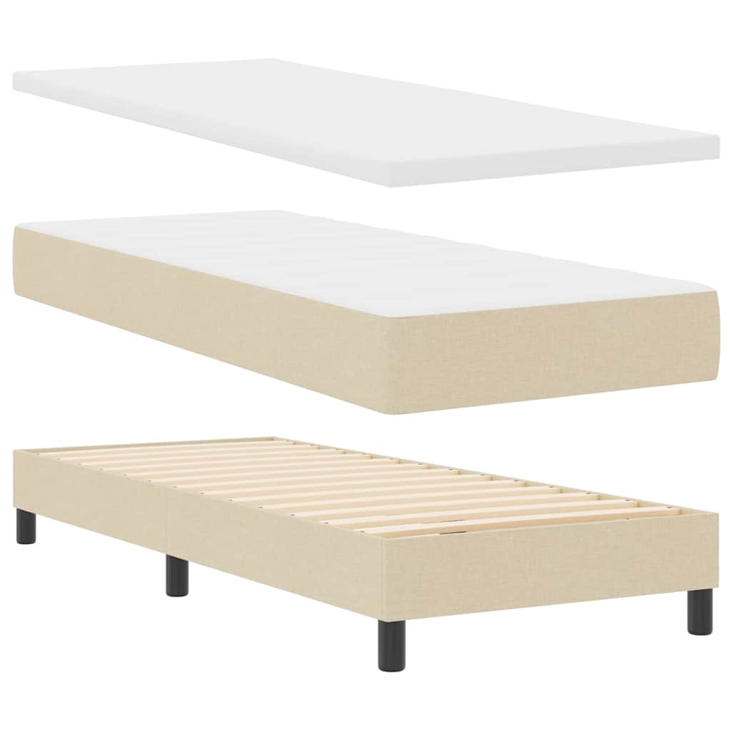 Krevet s opruga kutije s uzglavljem Krema 200 x 80 cm tkanina