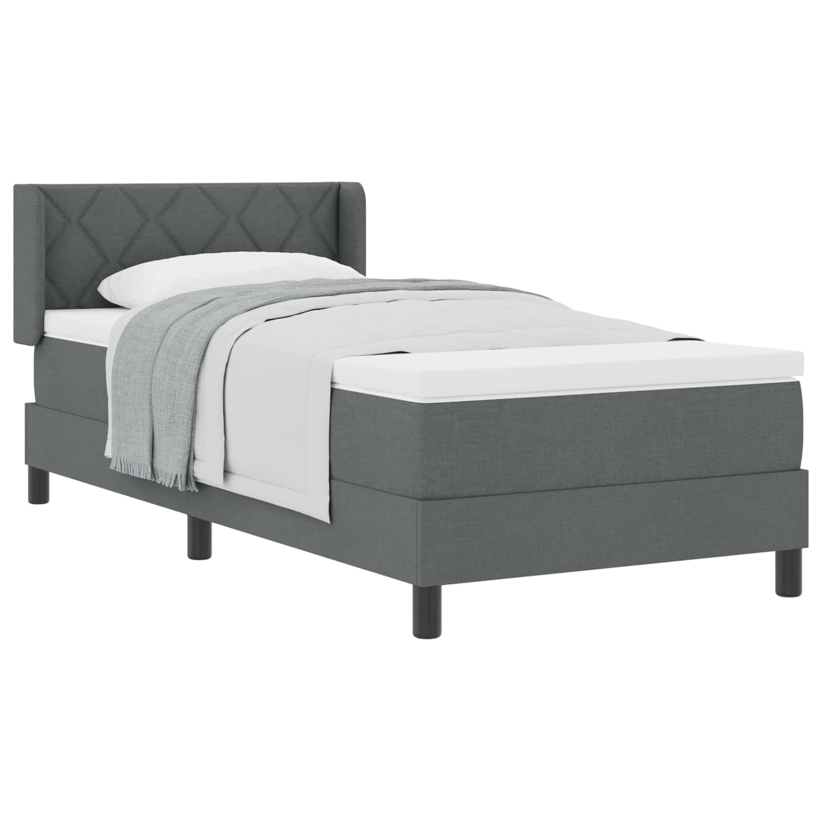 Krevet s opruga kutije Tamno siva 200 x 90 cm tkanina