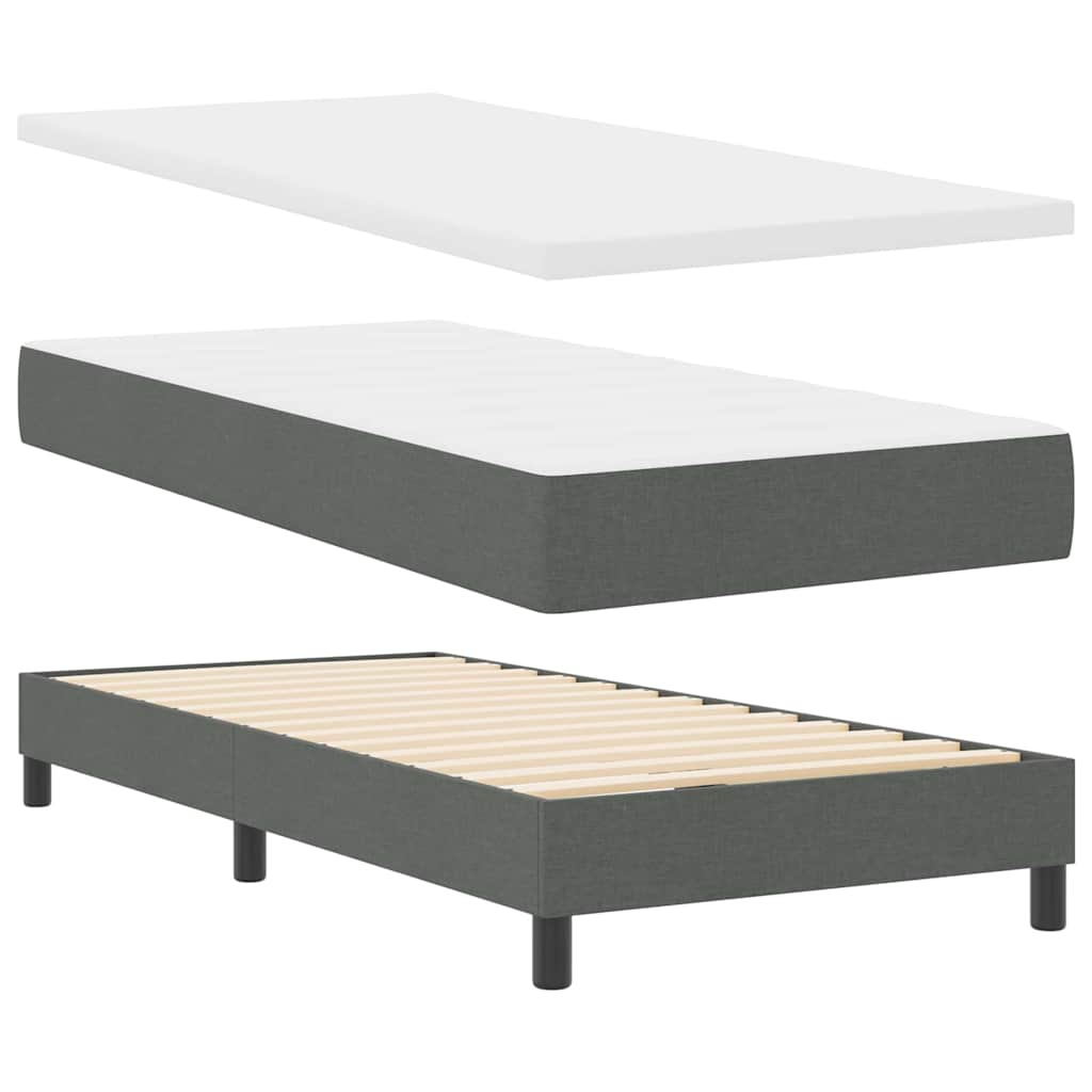 Krevet s opruga kutije Tamno siva 200 x 90 cm tkanina