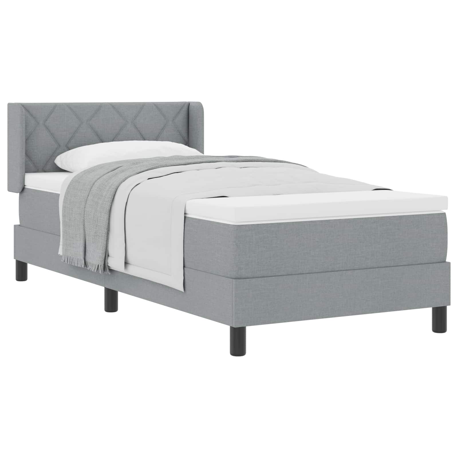 Krevet s opruga kutije Svijetlo siva 200 x 100 cm tkanina