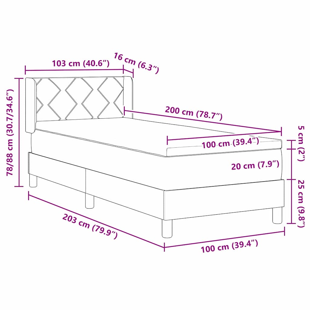 Krevet s opruga kutije Svijetlo siva 200 x 100 cm tkanina