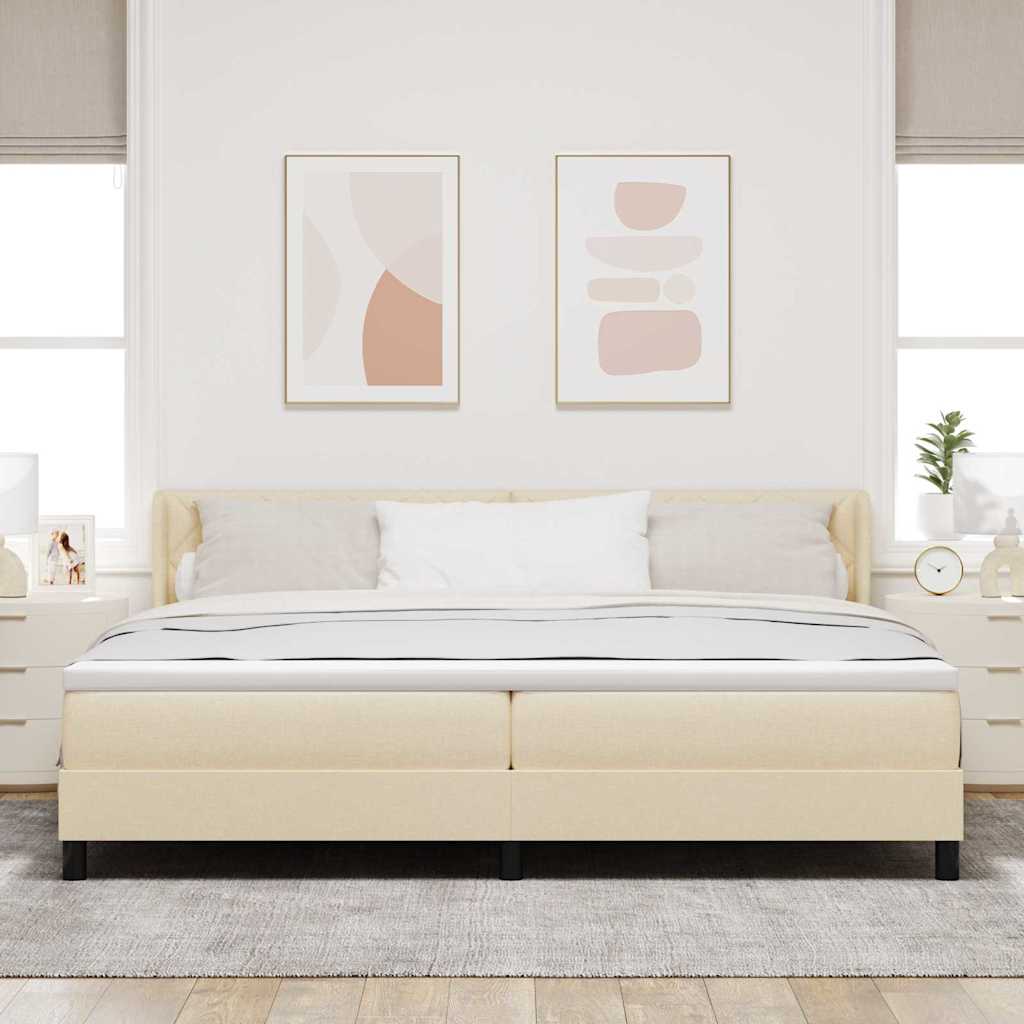 Krevet s opruga kutije s uzglavljem Krema 200 x 200 cm tkanina