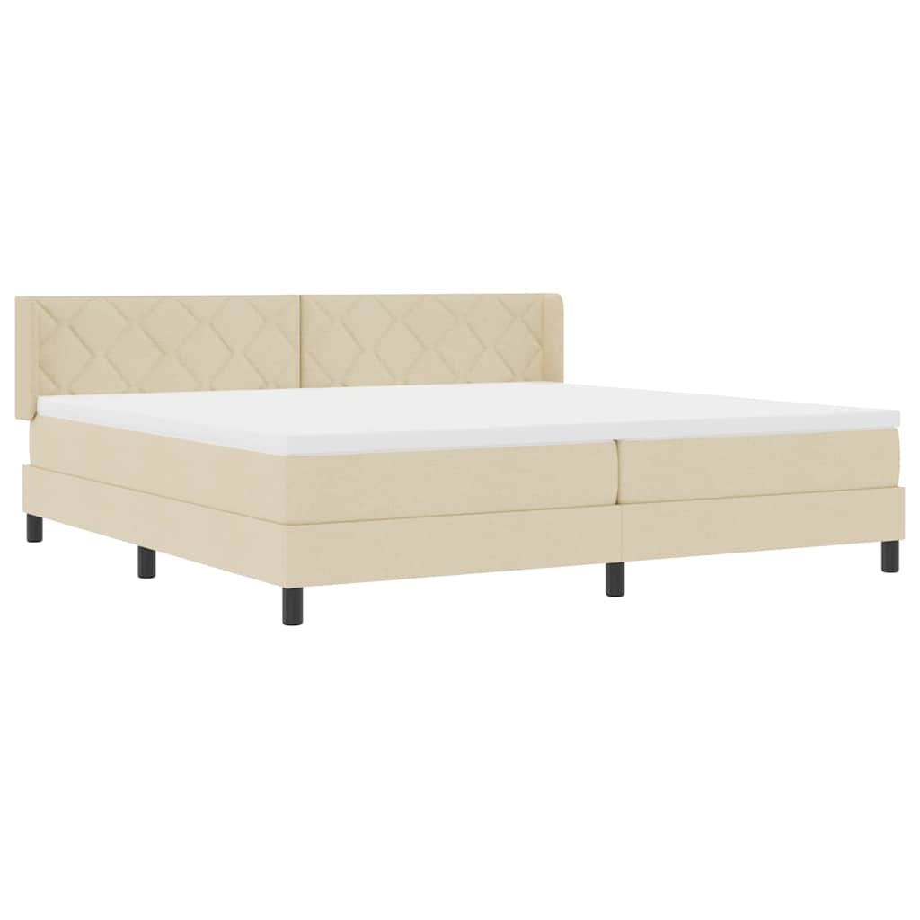 Krevet s opruga kutije s uzglavljem Krema 200 x 200 cm tkanina