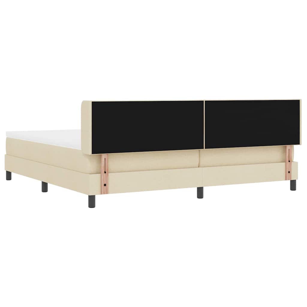Krevet s opruga kutije s uzglavljem Krema 200 x 200 cm tkanina